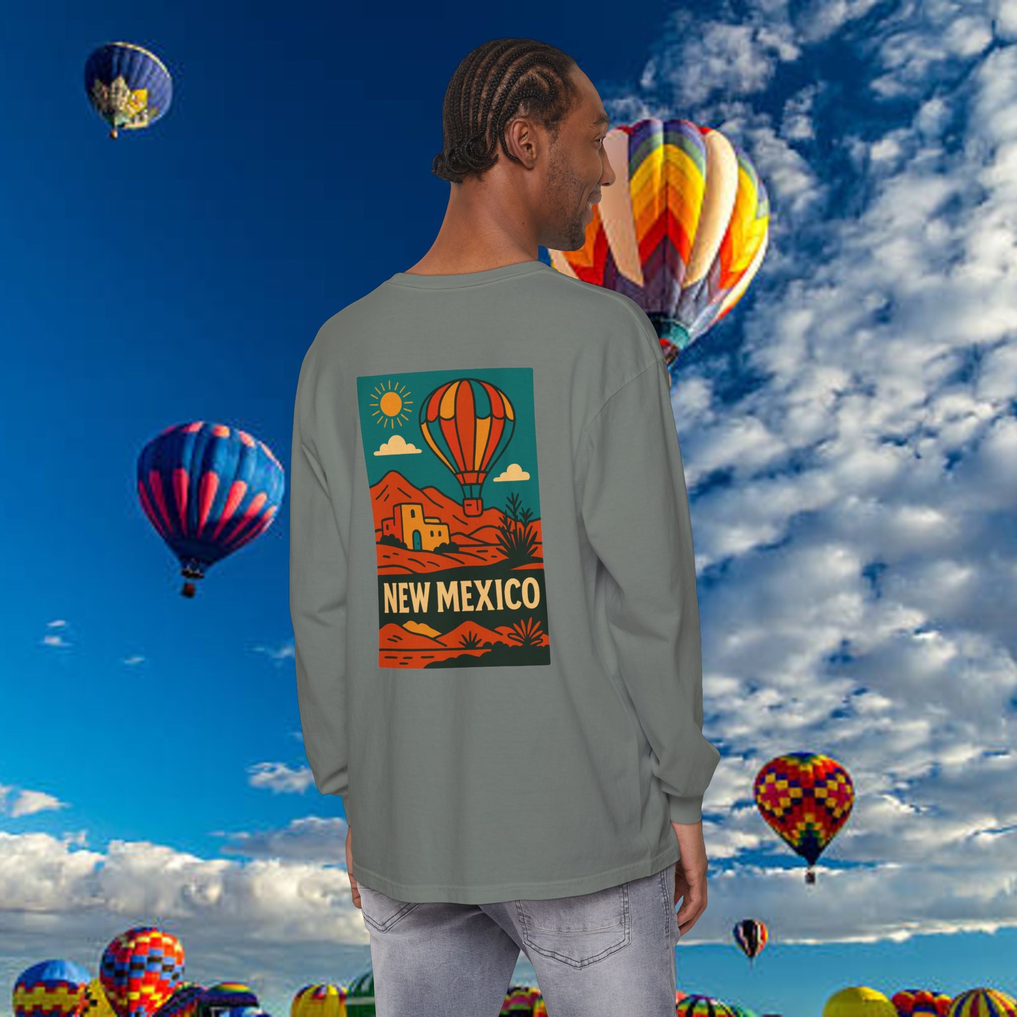 New Mexico Long Sleeve Tee, Travel Shirt, Bohemian Style Top, Unisex Graphic T-Shirt, Great for Holiday Gifts, Adventure Wear
