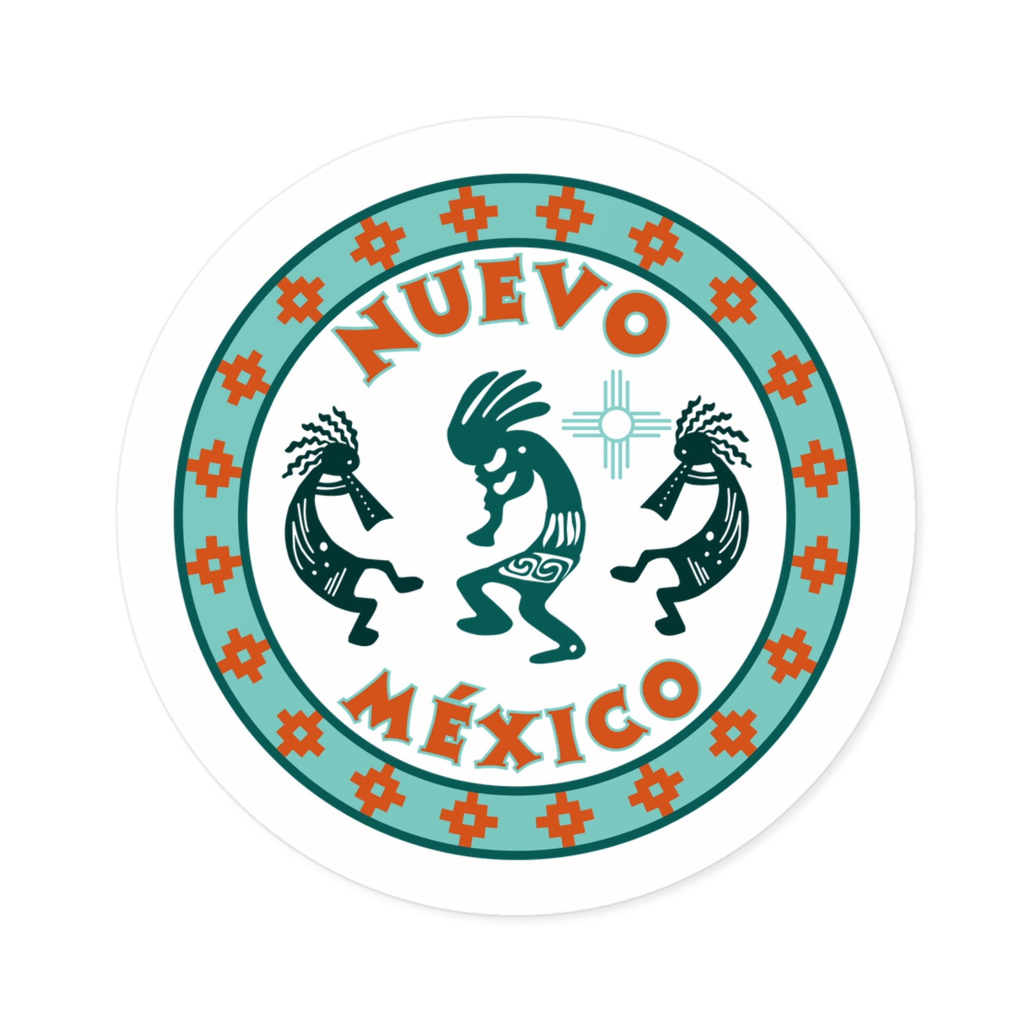New Mexcio Round Stickers, IndoorOutdoor, Kokopelli