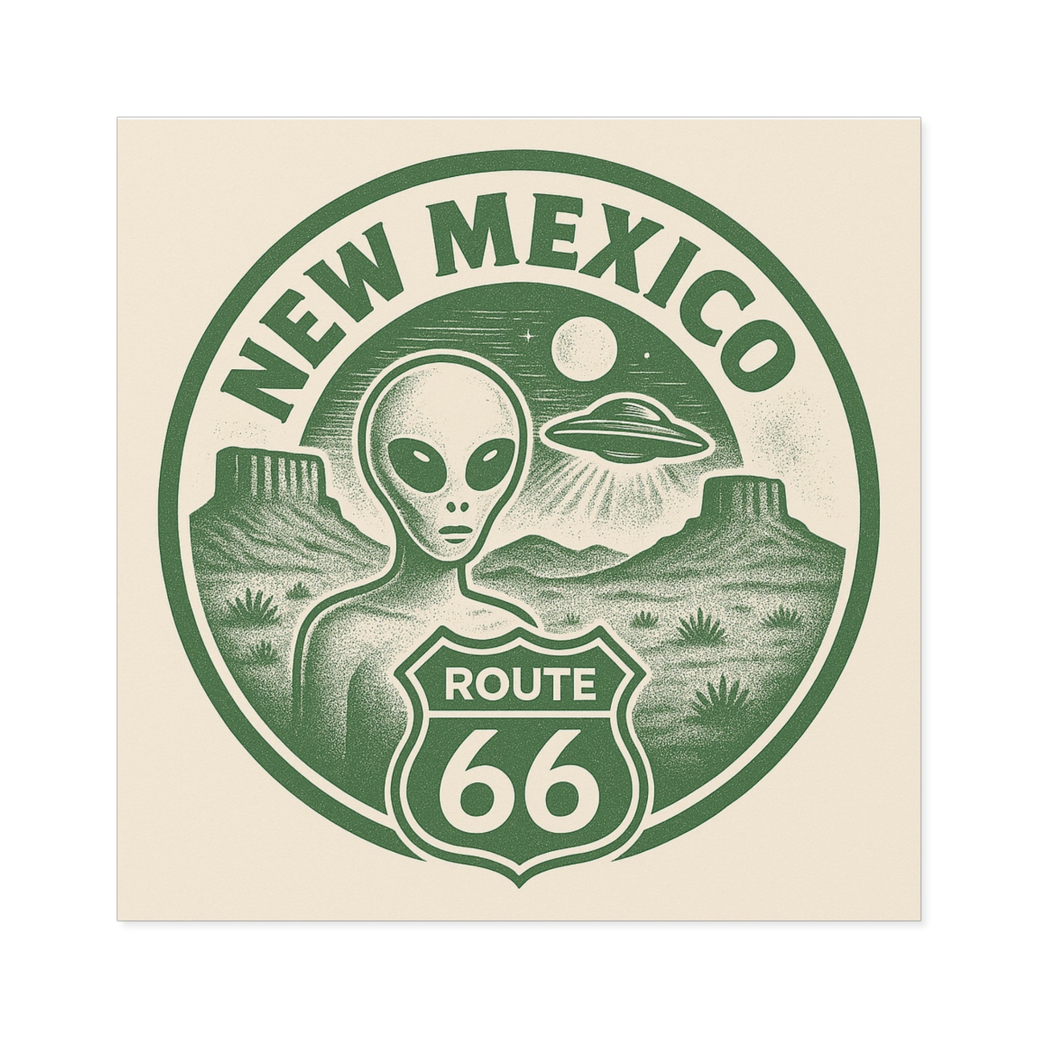New Mexcio, Retro Alien Route 66 Stickers, Aesthetic Vinyl Decals, Cool Car Accessories, Travel Gifts, New Mexico Decor