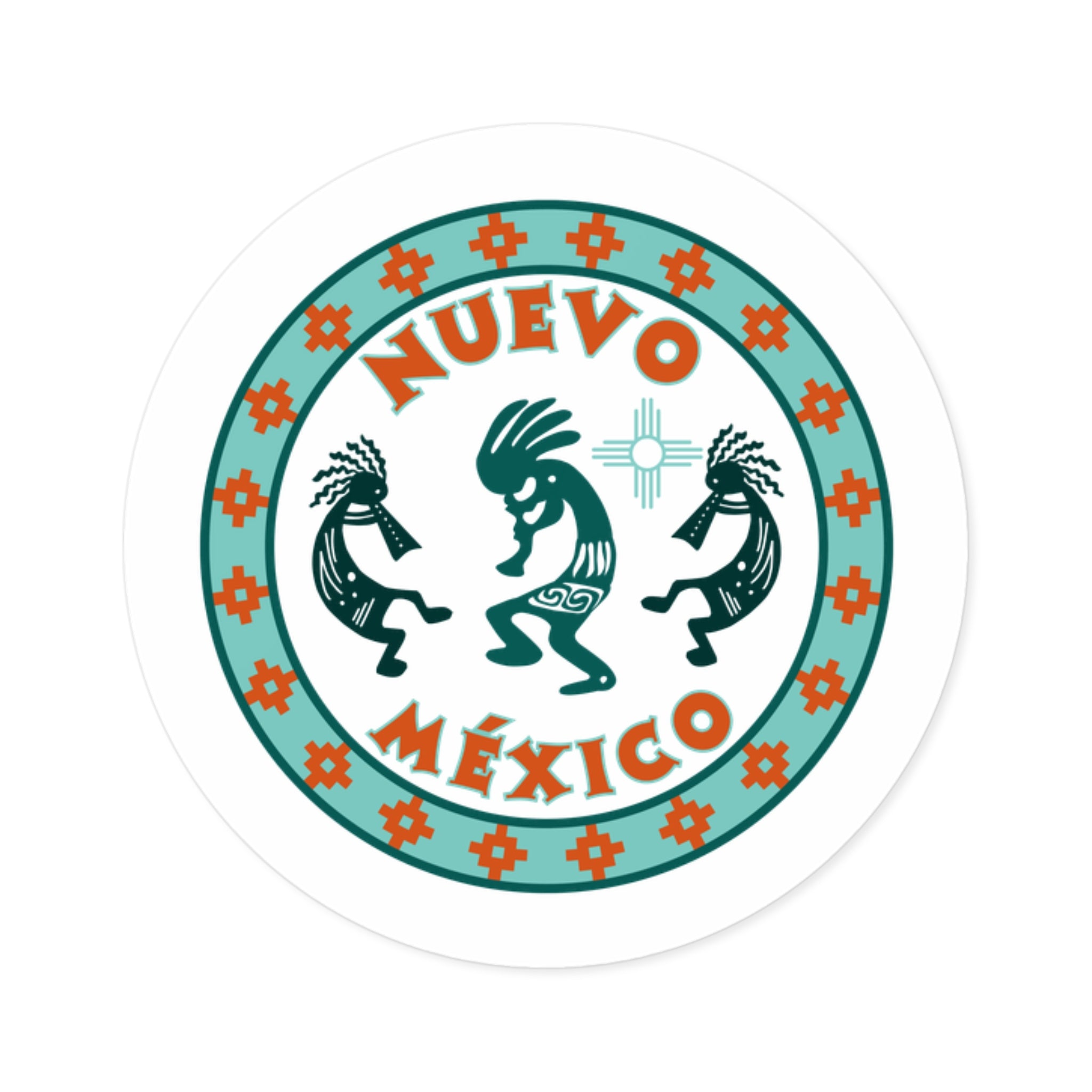 New Mexcio Round Stickers, IndoorOutdoor, Kokopelli