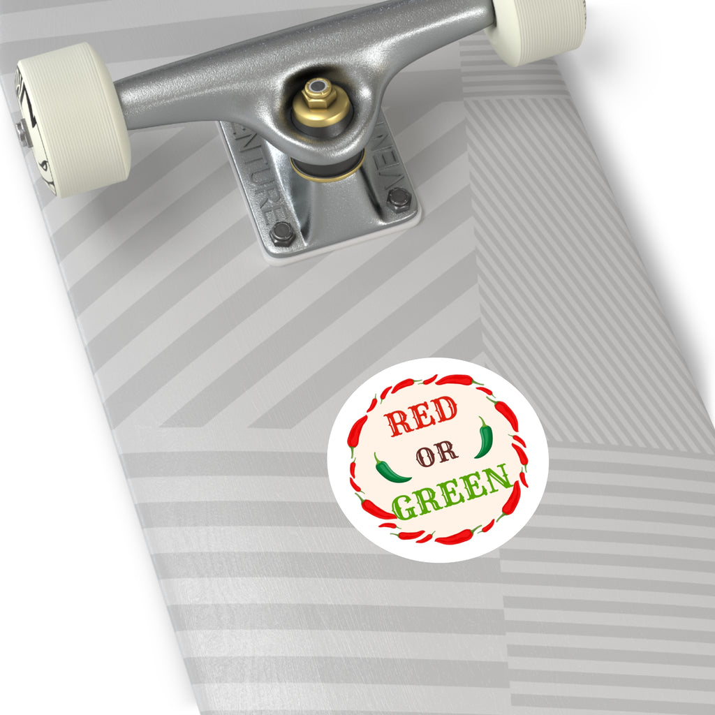 Red or Green chili Round Stickers, IndoorOutdoor