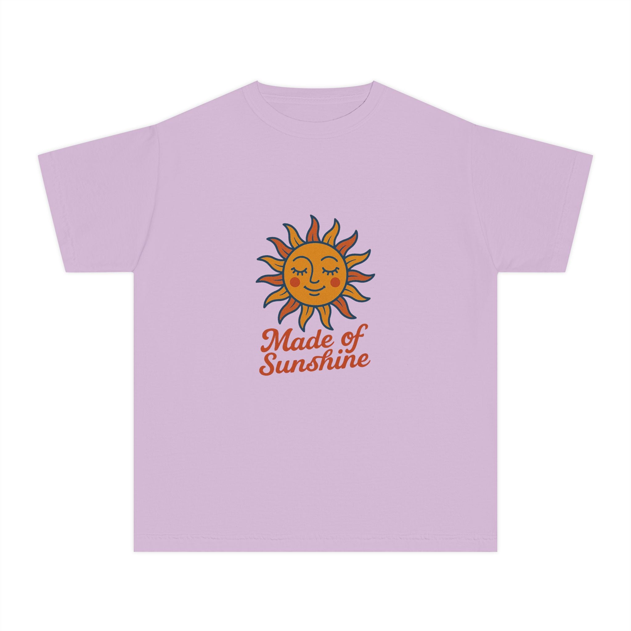 Youth Midweight Tee with Sunshine Design, Cute Kids T-Shirt, Made of Sunshine Graphic Tee, Summer Vibes Apparel, Birthday Gift for Kids