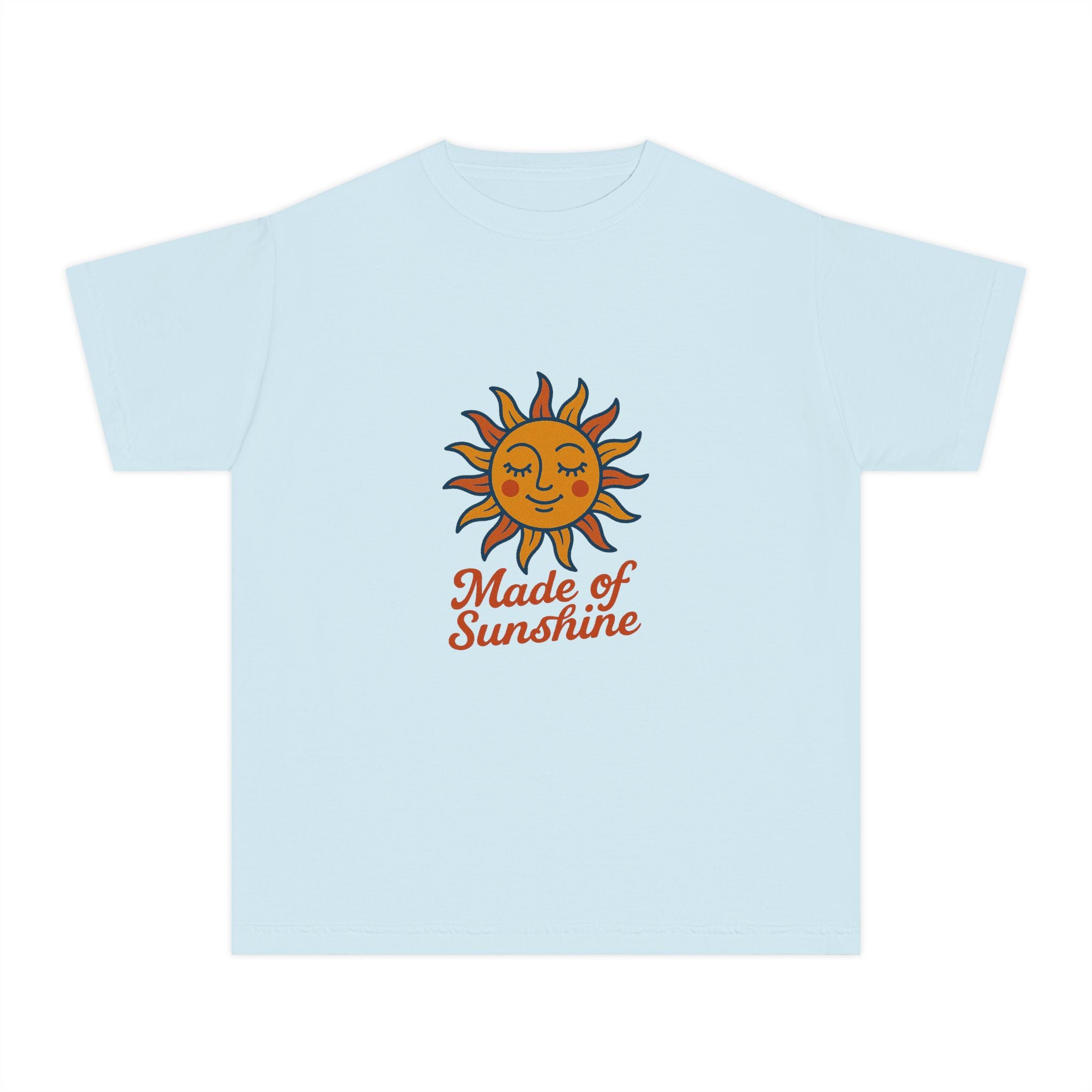 Youth Midweight Tee with Sunshine Design, Cute Kids T-Shirt, Made of Sunshine Graphic Tee, Summer Vibes Apparel, Birthday Gift for Kids