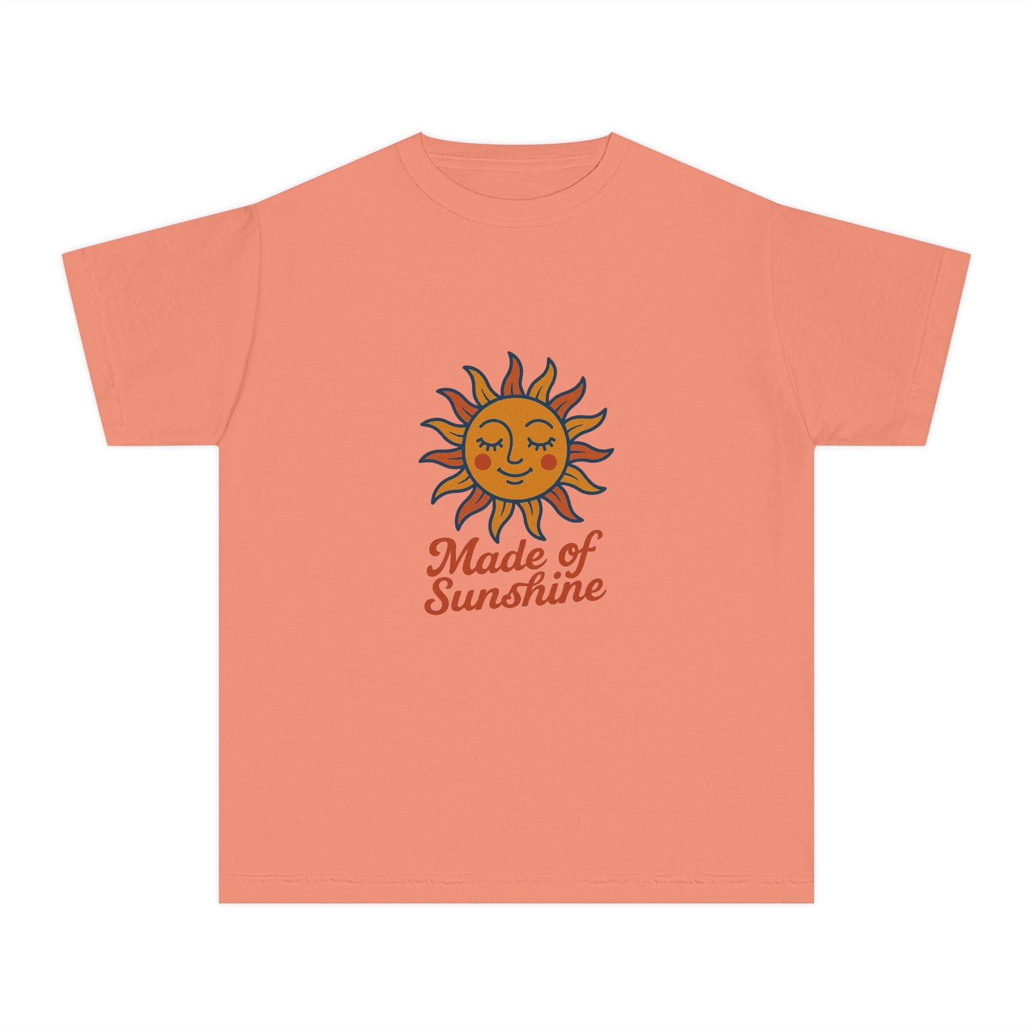 Youth Midweight Tee with Sunshine Design, Cute Kids T-Shirt, Made of Sunshine Graphic Tee, Summer Vibes Apparel, Birthday Gift for Kids