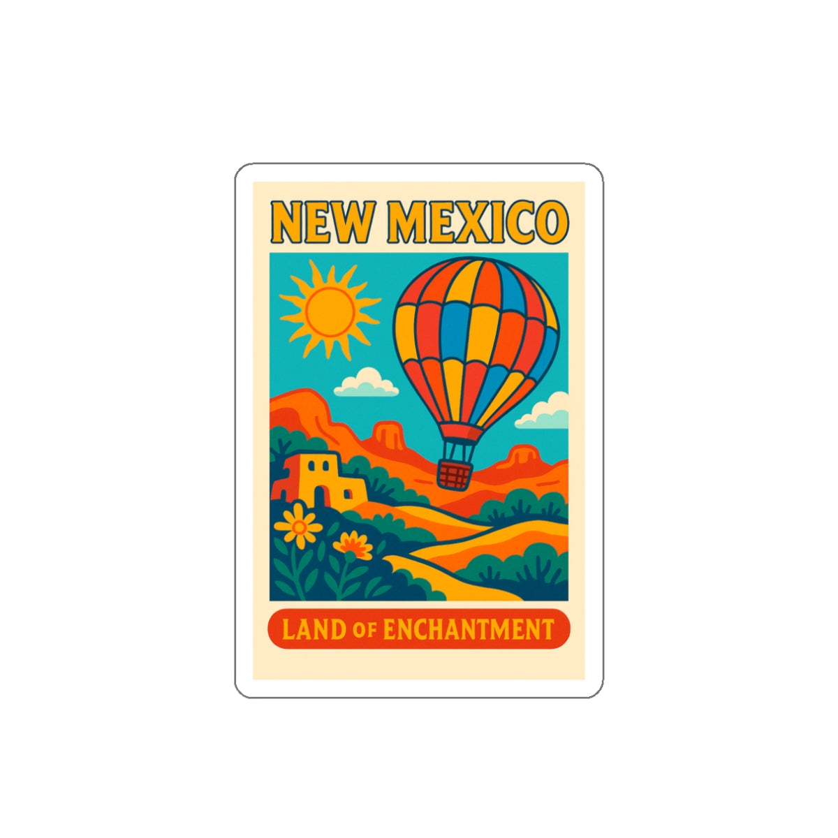 New Mexico Die-Cut Stickers - Land of Enchantment, Travel Decor, Laptop Stickers, Vintage Style, Gift for Travelers