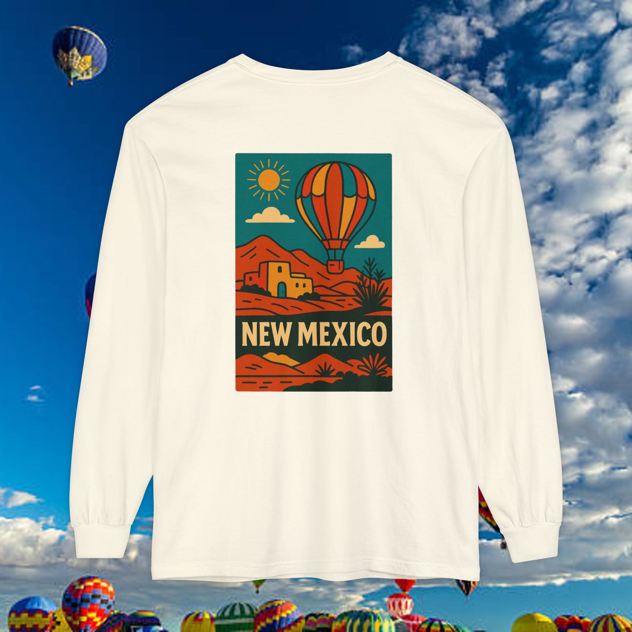 New Mexico Long Sleeve Tee, Travel Shirt, Bohemian Style Top, Unisex Graphic T-Shirt, Great for Holiday Gifts, Adventure Wear