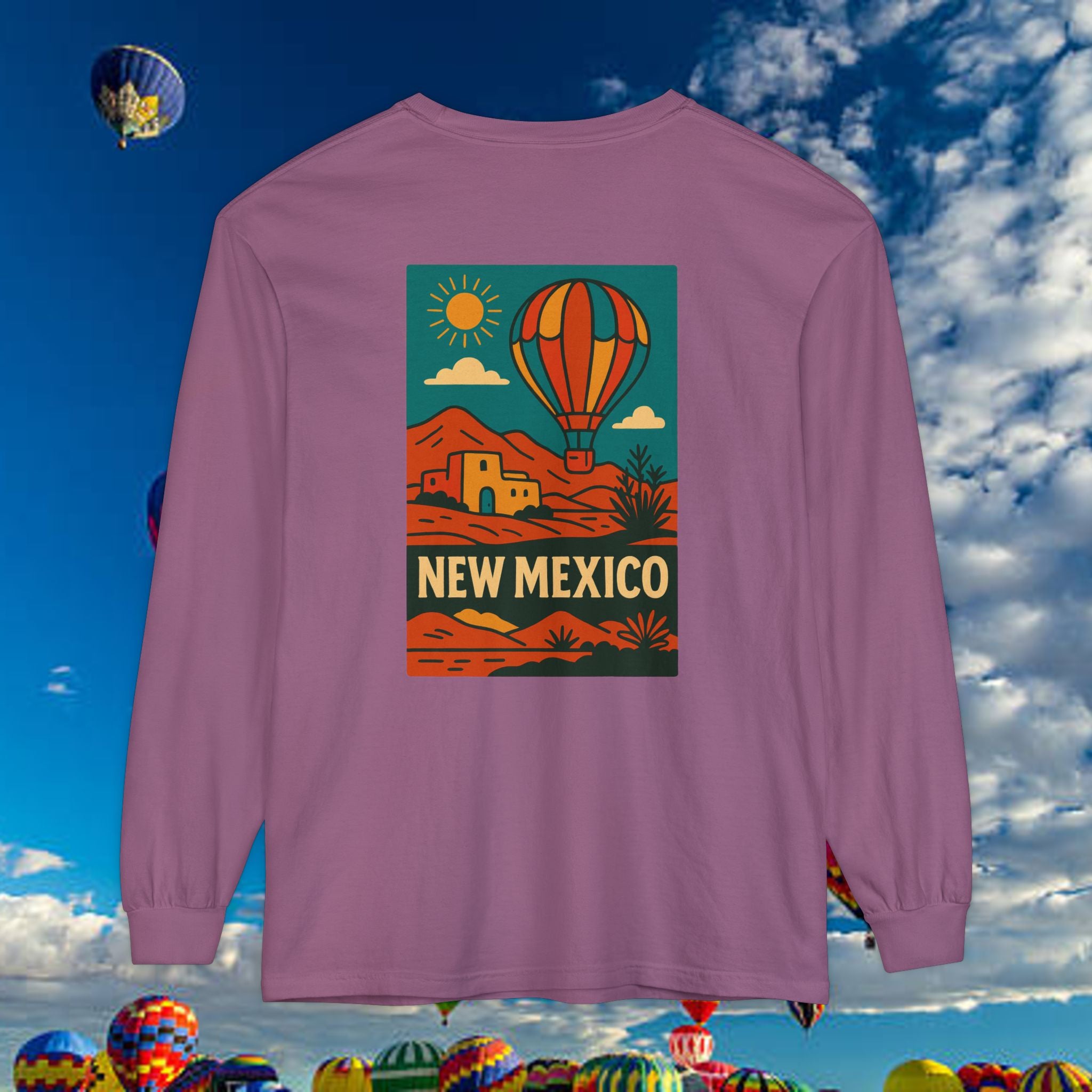 New Mexico Long Sleeve Tee, Travel Shirt, Bohemian Style Top, Unisex Graphic T-Shirt, Great for Holiday Gifts, Adventure Wear