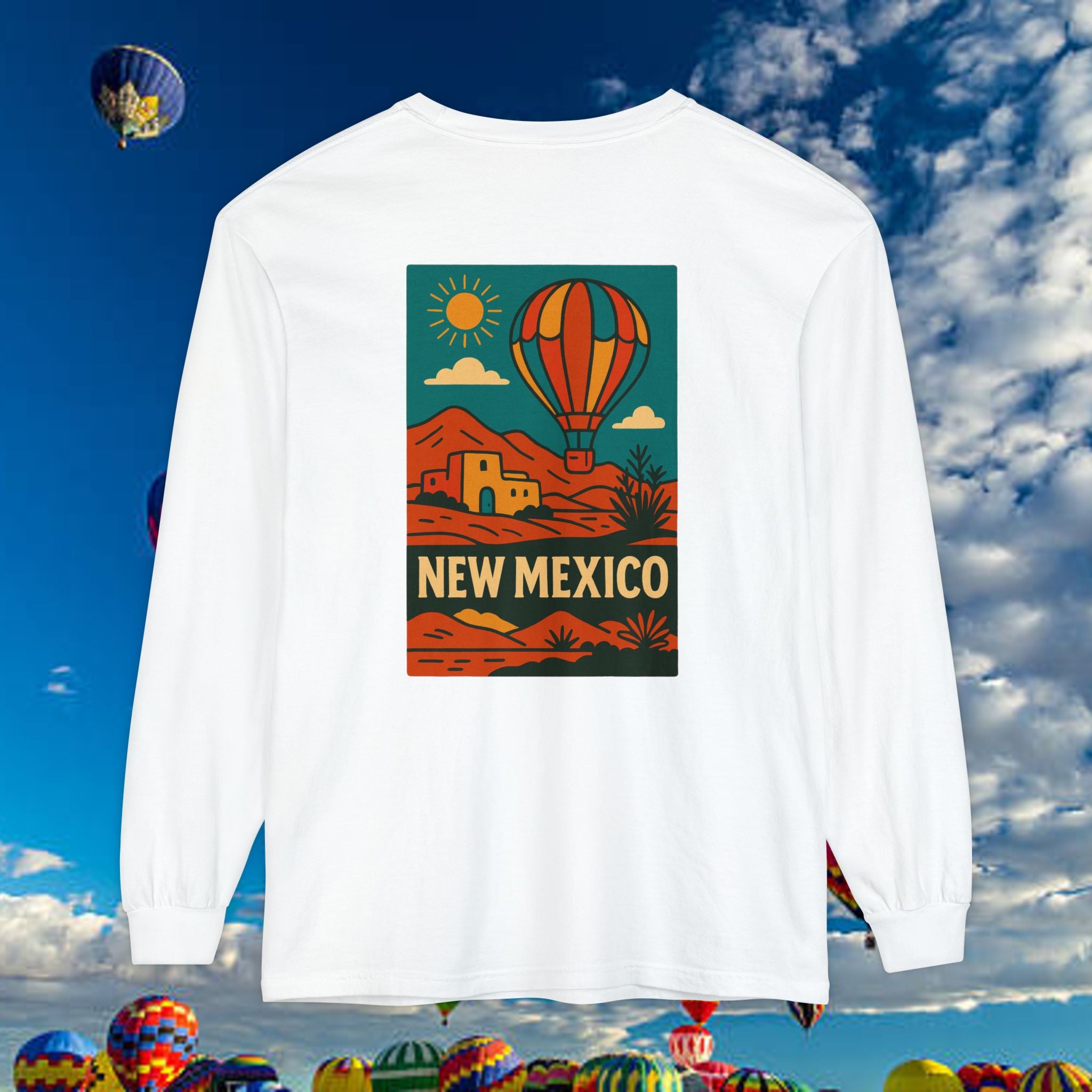 New Mexico Long Sleeve Tee, Travel Shirt, Bohemian Style Top, Unisex Graphic T-Shirt, Great for Holiday Gifts, Adventure Wear