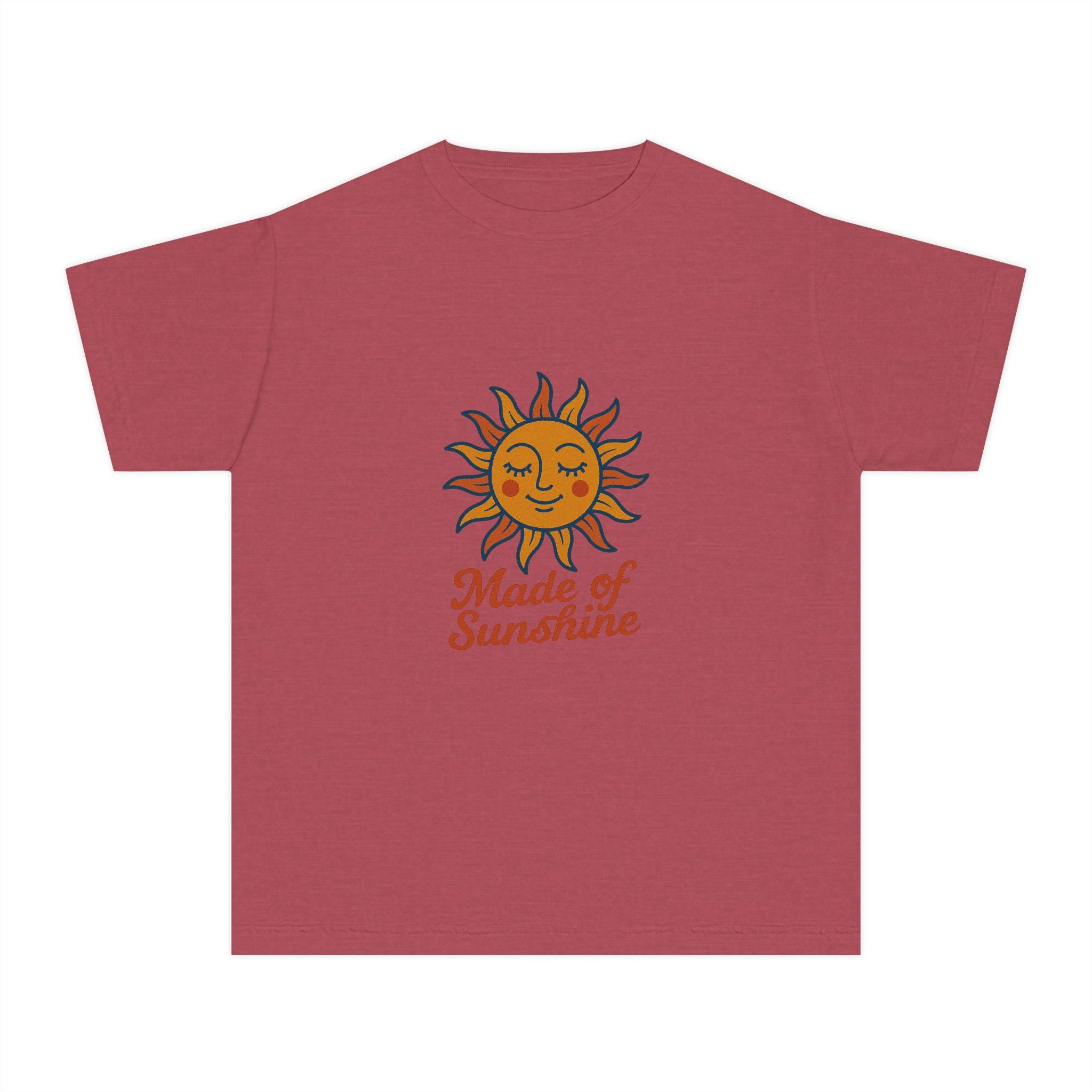 Youth Midweight Tee with Sunshine Design, Cute Kids T-Shirt, Made of Sunshine Graphic Tee, Summer Vibes Apparel, Birthday Gift for Kids
