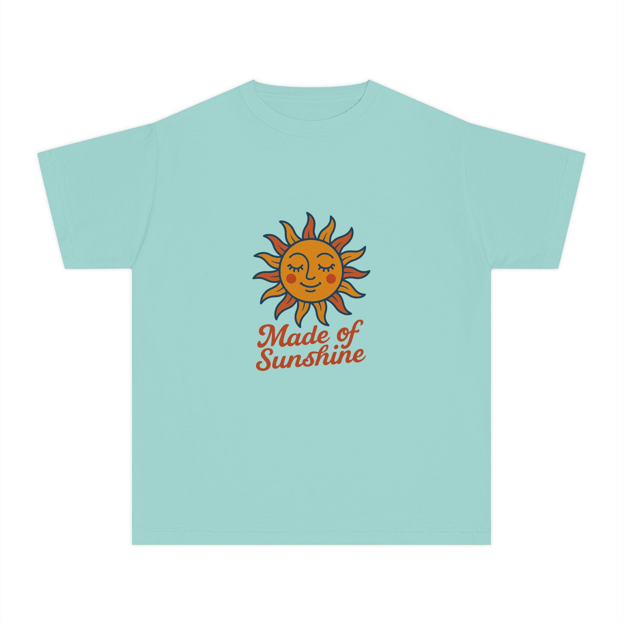 Youth Midweight Tee with Sunshine Design, Cute Kids T-Shirt, Made of Sunshine Graphic Tee, Summer Vibes Apparel, Birthday Gift for Kids