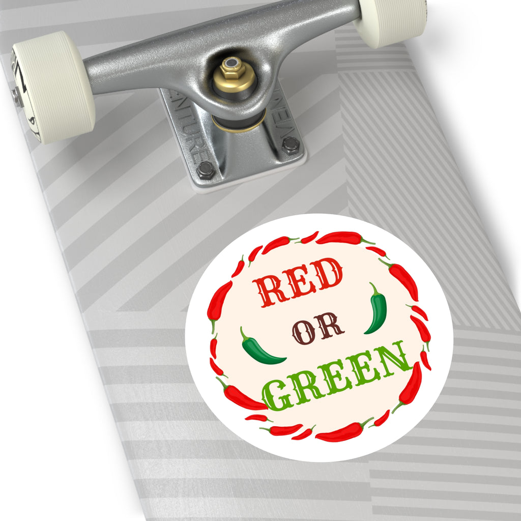Red or Green chili Round Stickers, IndoorOutdoor