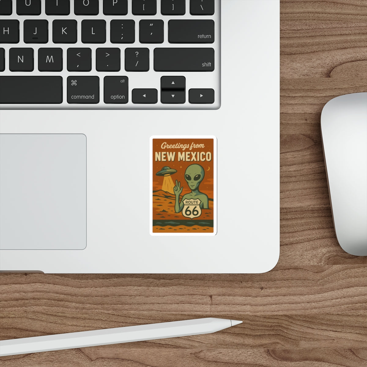 Retro New Mexico Alien Die-Cut Stickers, Fun Travel Decor, Laptop Stickers, Route 66 Memorial, Alien Enthusiasts Gift