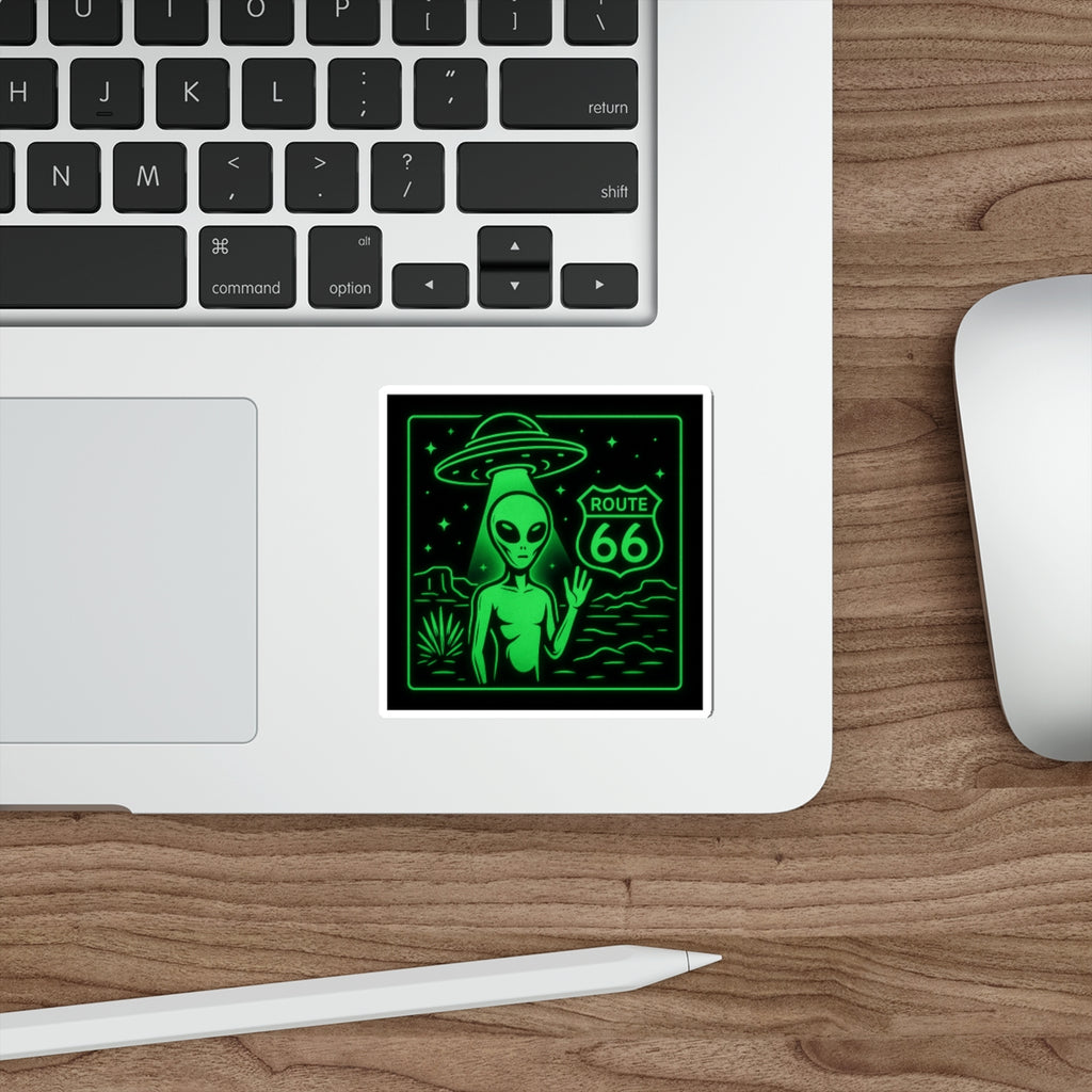 Alien Route 66 Stickers | Out-of-This-World Decor, Travel Enthusiast Gifts, Fun Vehicle Accessories, Halloween Decor, Unique Souvenirs
