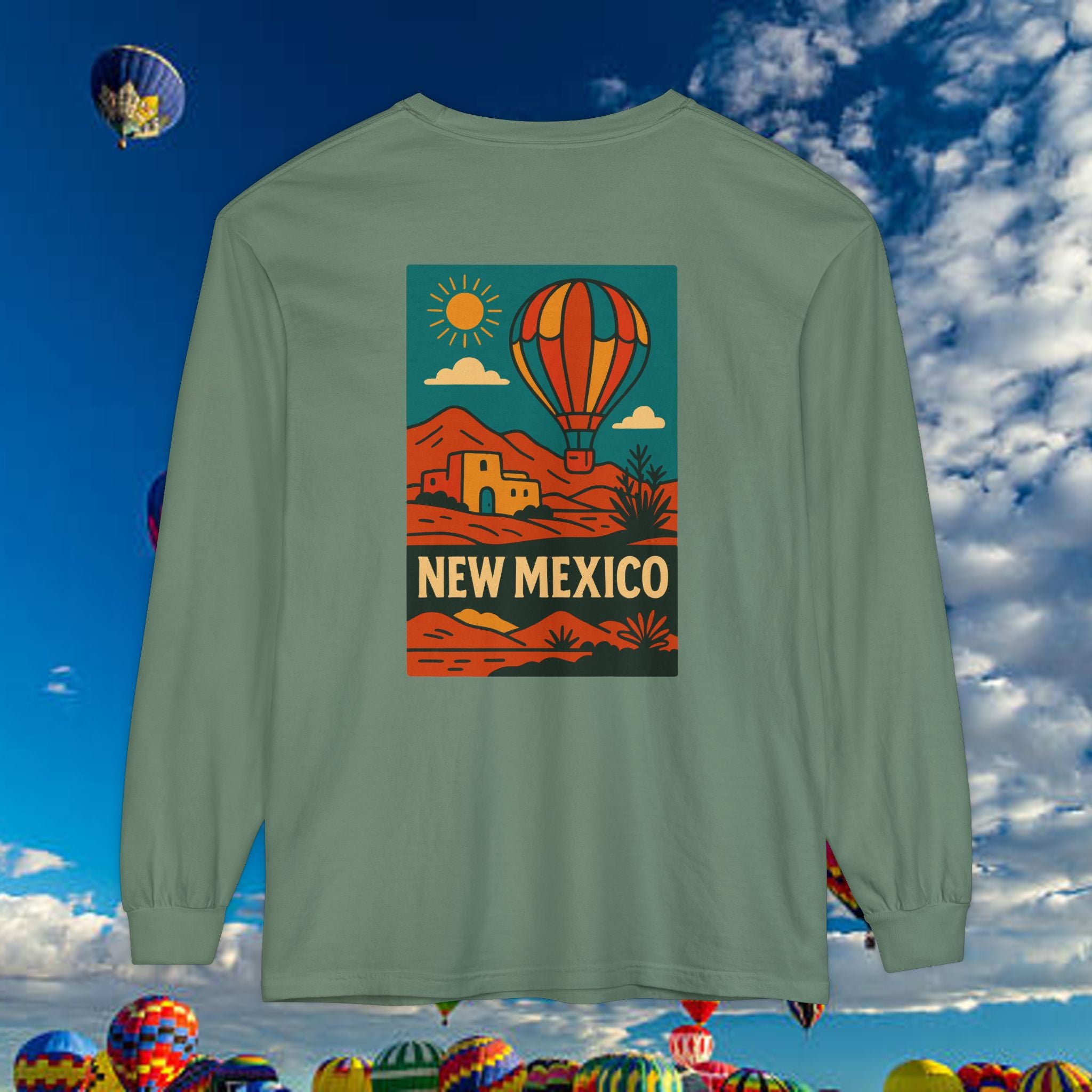 New Mexico Long Sleeve Tee, Travel Shirt, Bohemian Style Top, Unisex Graphic T-Shirt, Great for Holiday Gifts, Adventure Wear