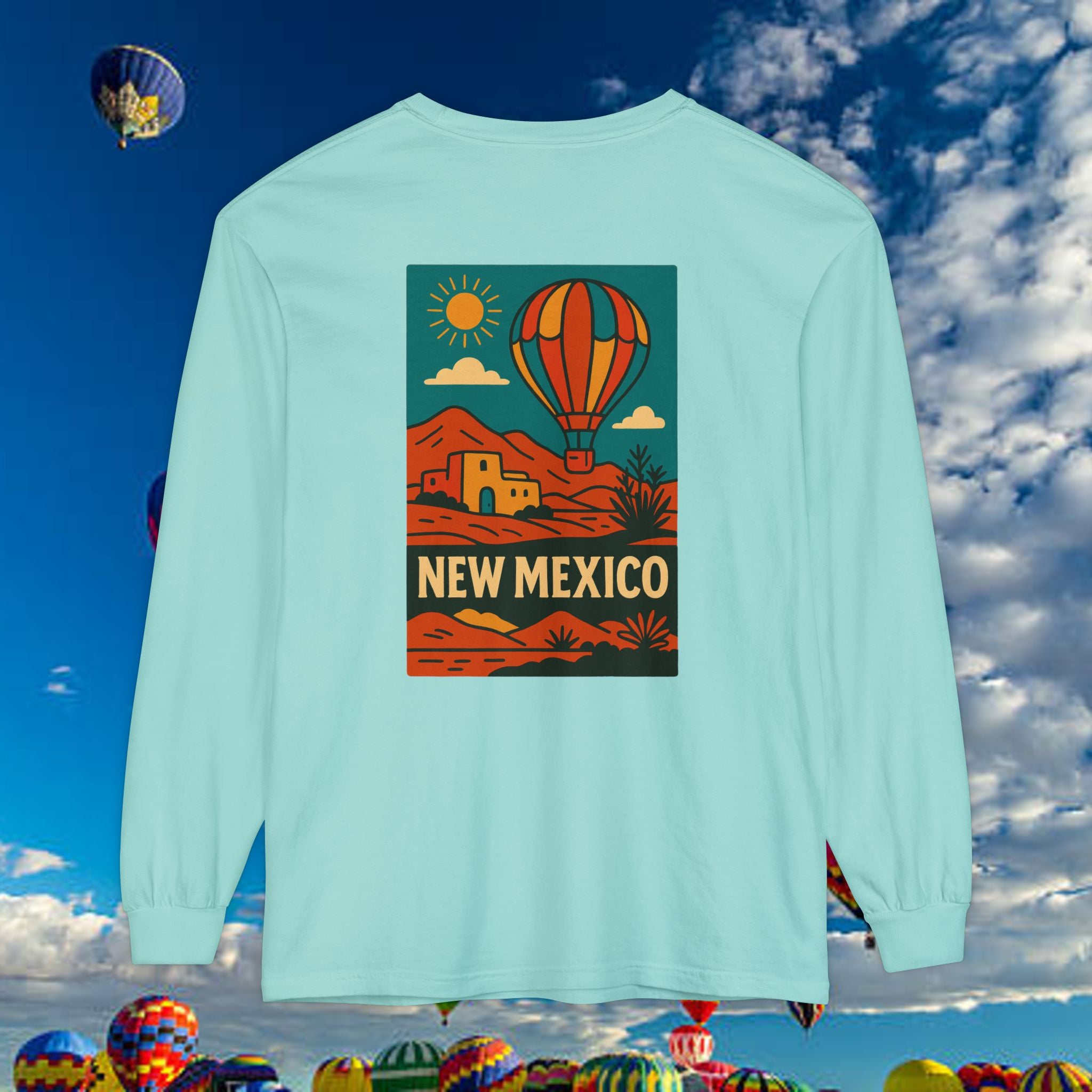 New Mexico Long Sleeve Tee, Travel Shirt, Bohemian Style Top, Unisex Graphic T-Shirt, Great for Holiday Gifts, Adventure Wear