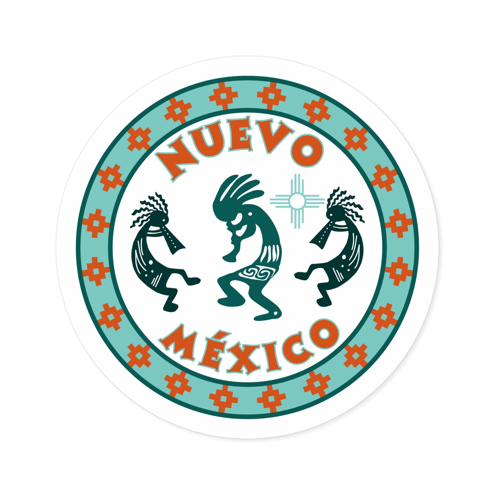 New Mexcio Round Stickers, IndoorOutdoor, Kokopelli