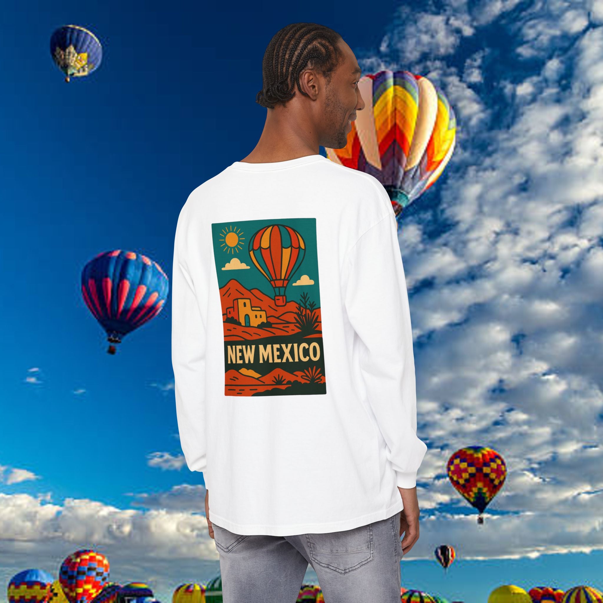 New Mexico Long Sleeve Tee, Travel Shirt, Bohemian Style Top, Unisex Graphic T-Shirt, Great for Holiday Gifts, Adventure Wear