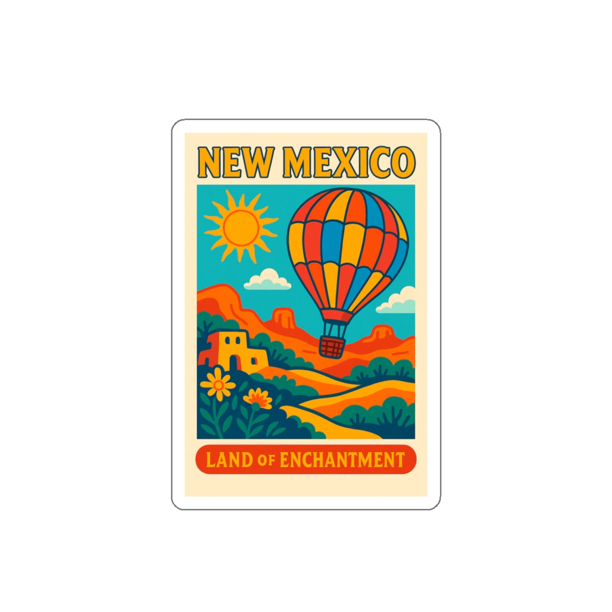 New Mexico Die-Cut Stickers - Land of Enchantment, Travel Decor, Laptop Stickers, Vintage Style, Gift for Travelers