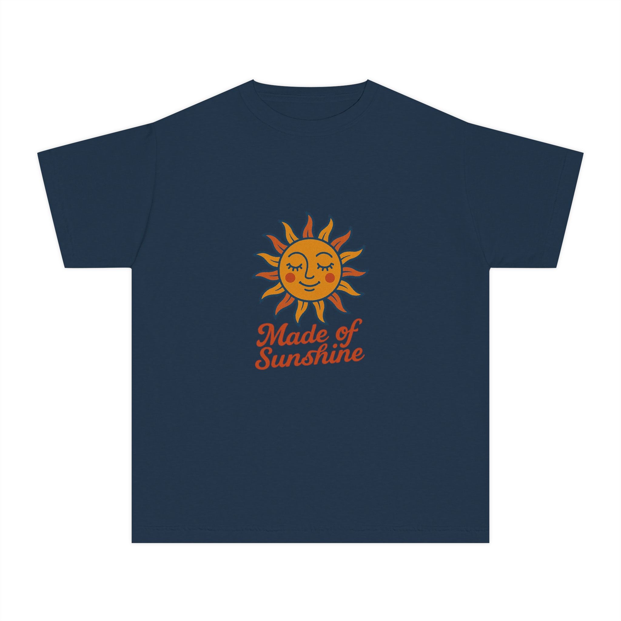 Youth Midweight Tee with Sunshine Design, Cute Kids T-Shirt, Made of Sunshine Graphic Tee, Summer Vibes Apparel, Birthday Gift for Kids