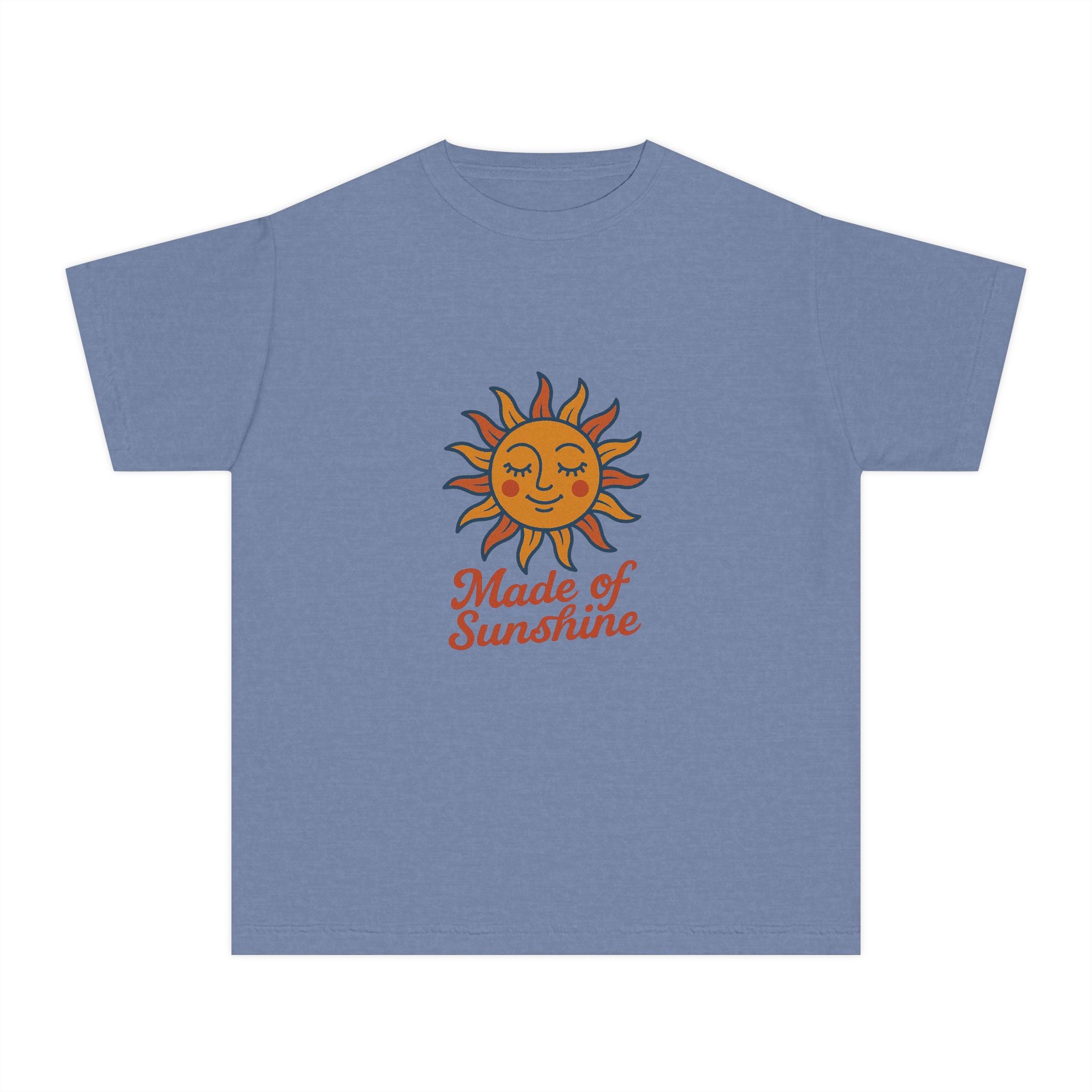 Youth Midweight Tee with Sunshine Design, Cute Kids T-Shirt, Made of Sunshine Graphic Tee, Summer Vibes Apparel, Birthday Gift for Kids