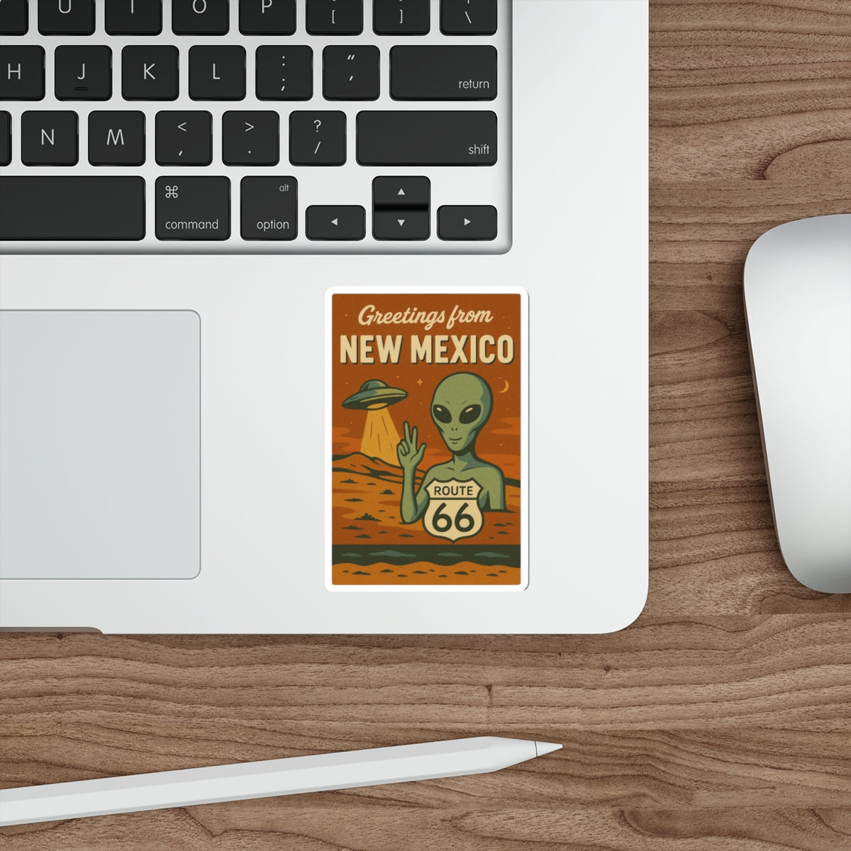 Retro New Mexico Alien Die-Cut Stickers, Fun Travel Decor, Laptop Stickers, Route 66 Memorial, Alien Enthusiasts Gift