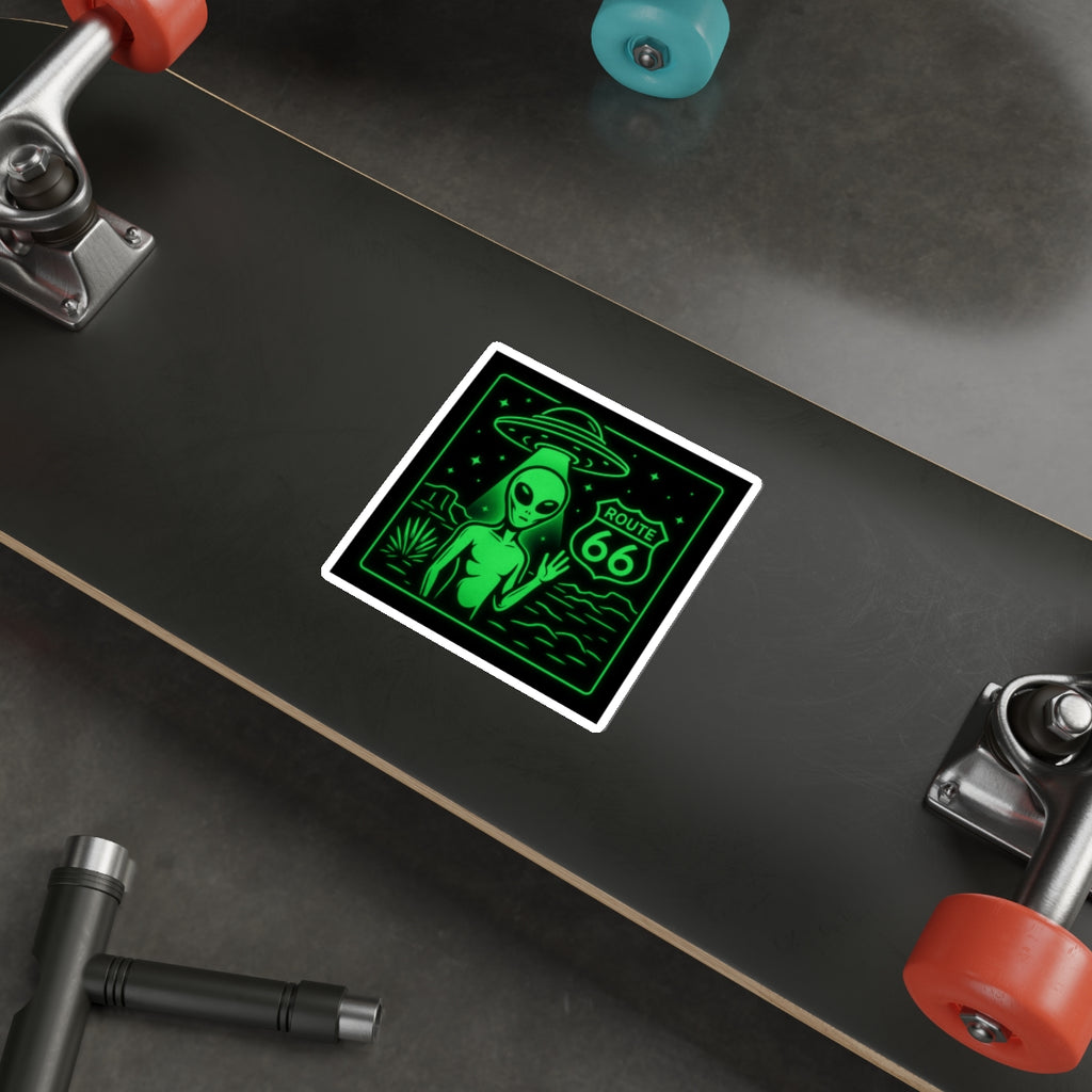 Alien Route 66 Stickers | Out-of-This-World Decor, Travel Enthusiast Gifts, Fun Vehicle Accessories, Halloween Decor, Unique Souvenirs