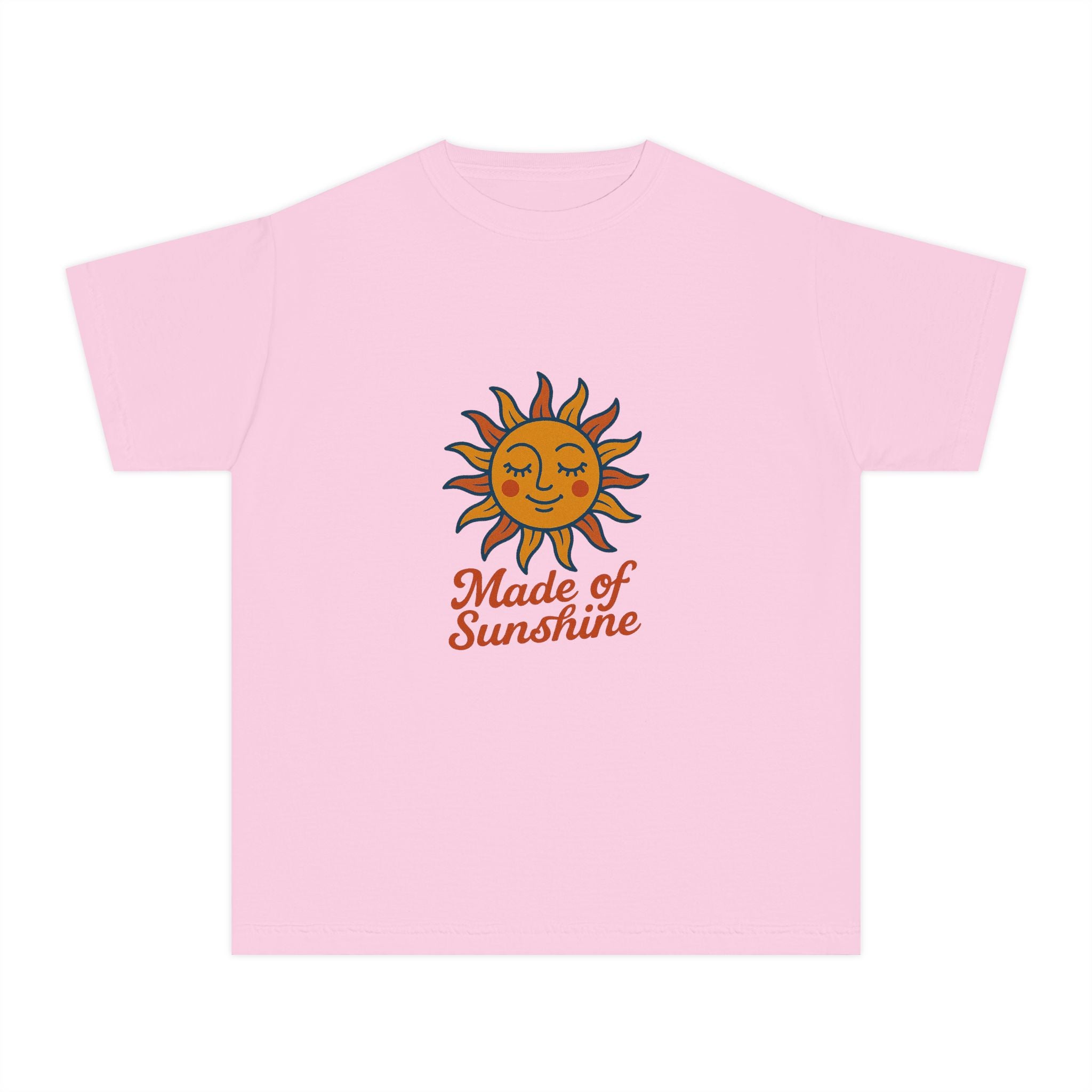 Youth Midweight Tee with Sunshine Design, Cute Kids T-Shirt, Made of Sunshine Graphic Tee, Summer Vibes Apparel, Birthday Gift for Kids
