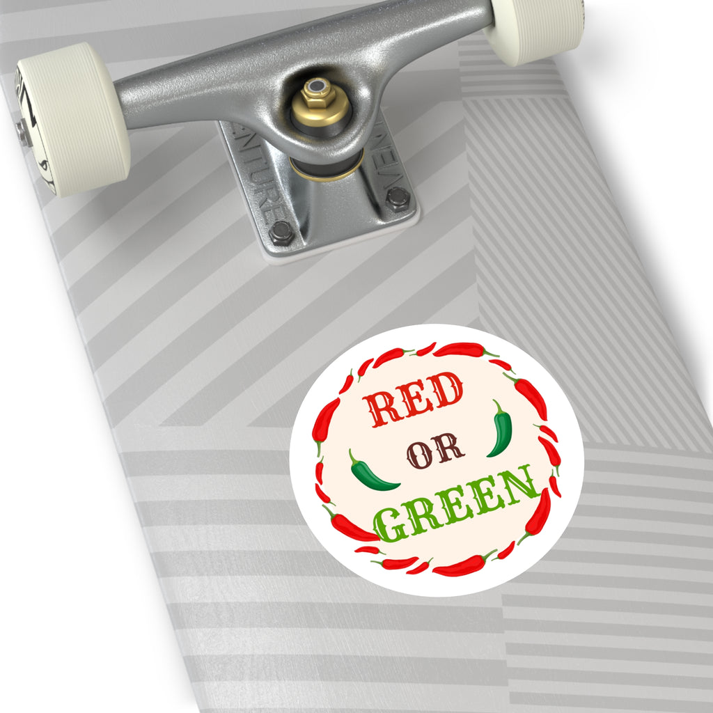Red or Green chili Round Stickers, IndoorOutdoor