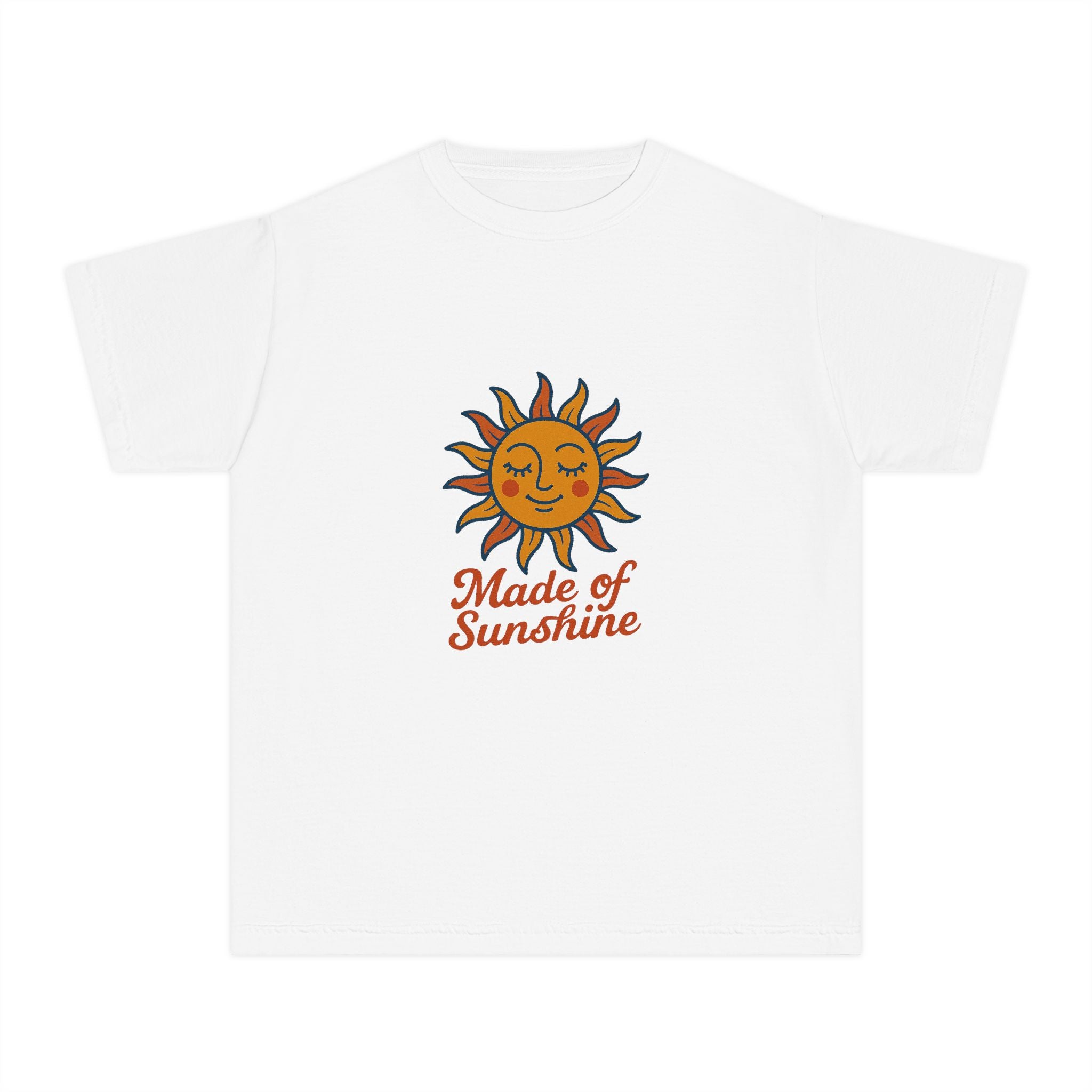 Youth Midweight Tee with Sunshine Design, Cute Kids T-Shirt, Made of Sunshine Graphic Tee, Summer Vibes Apparel, Birthday Gift for Kids