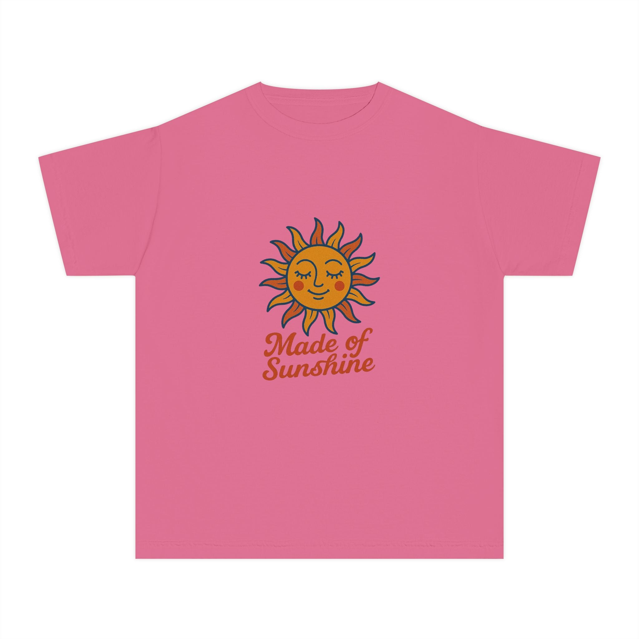Youth Midweight Tee with Sunshine Design, Cute Kids T-Shirt, Made of Sunshine Graphic Tee, Summer Vibes Apparel, Birthday Gift for Kids