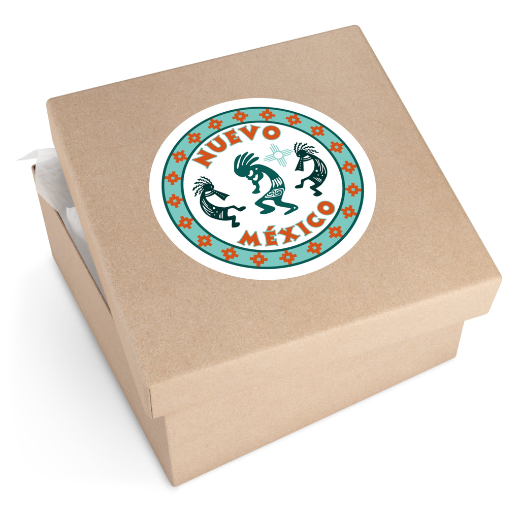 New Mexcio Round Stickers, IndoorOutdoor, Kokopelli
