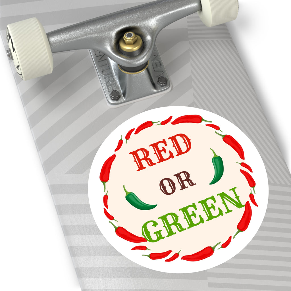Red or Green chili Round Stickers, IndoorOutdoor