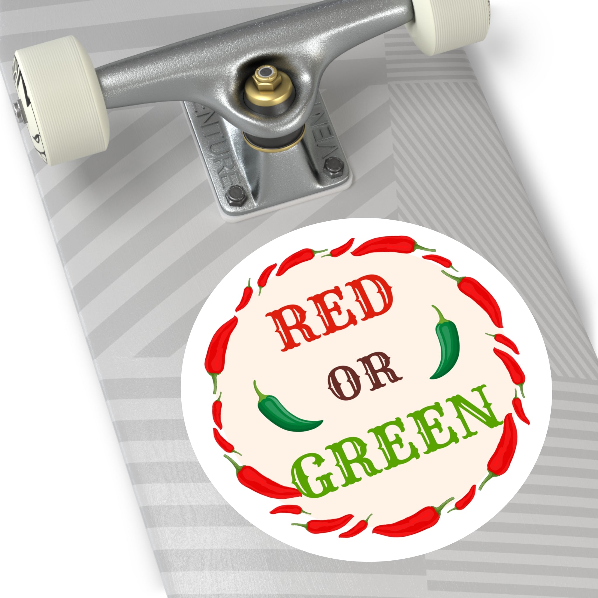 Red or Green chili Round Stickers, IndoorOutdoor