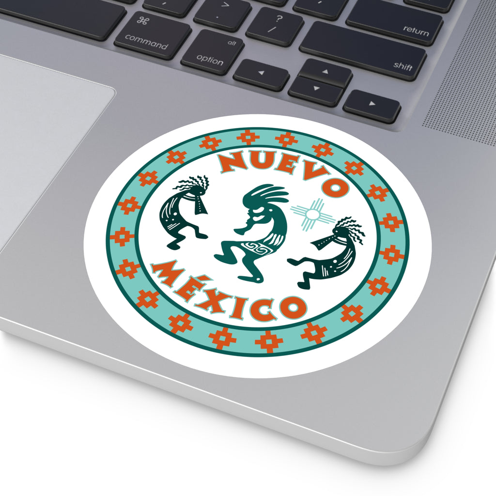 New Mexcio Round Stickers, IndoorOutdoor, Kokopelli
