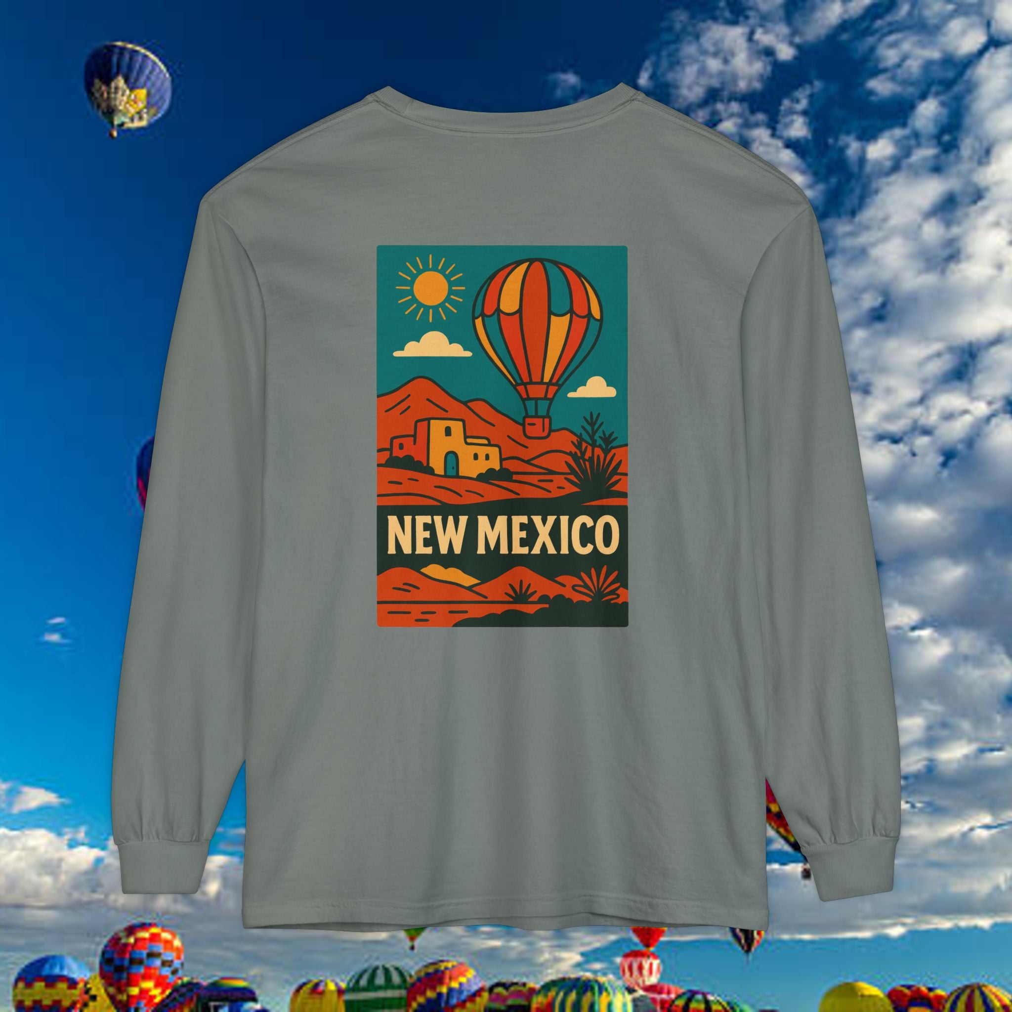 New Mexico Long Sleeve Tee, Travel Shirt, Bohemian Style Top, Unisex Graphic T-Shirt, Great for Holiday Gifts, Adventure Wear