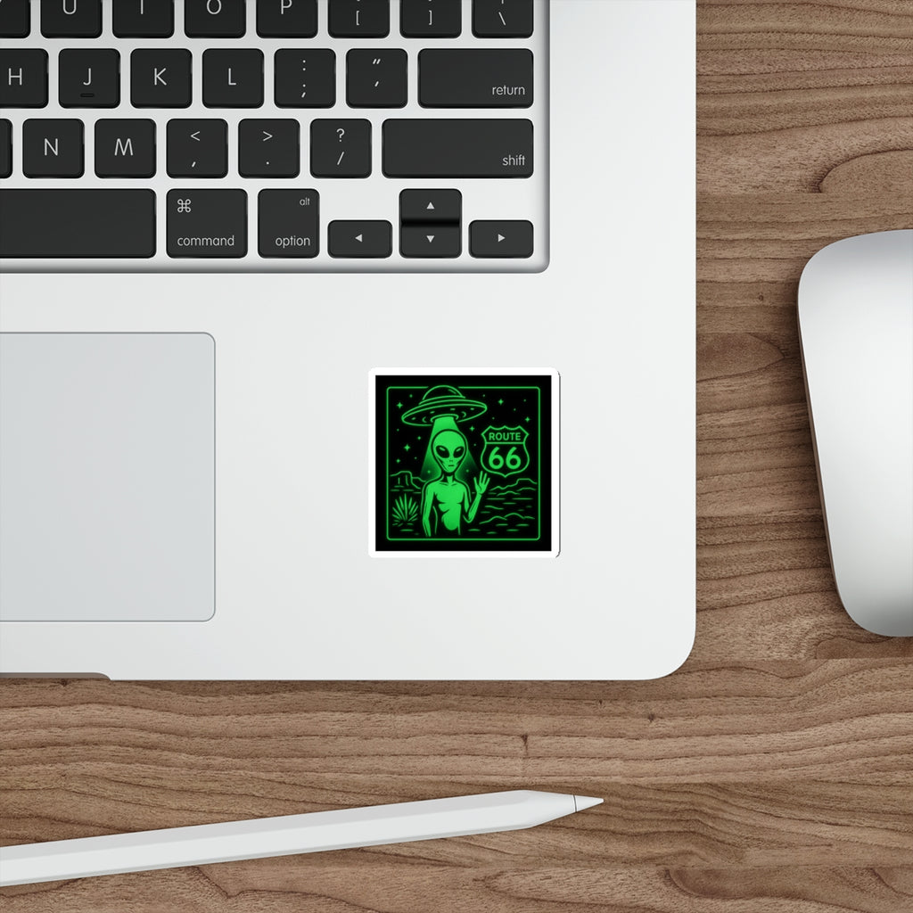 Alien Route 66 Stickers | Out-of-This-World Decor, Travel Enthusiast Gifts, Fun Vehicle Accessories, Halloween Decor, Unique Souvenirs