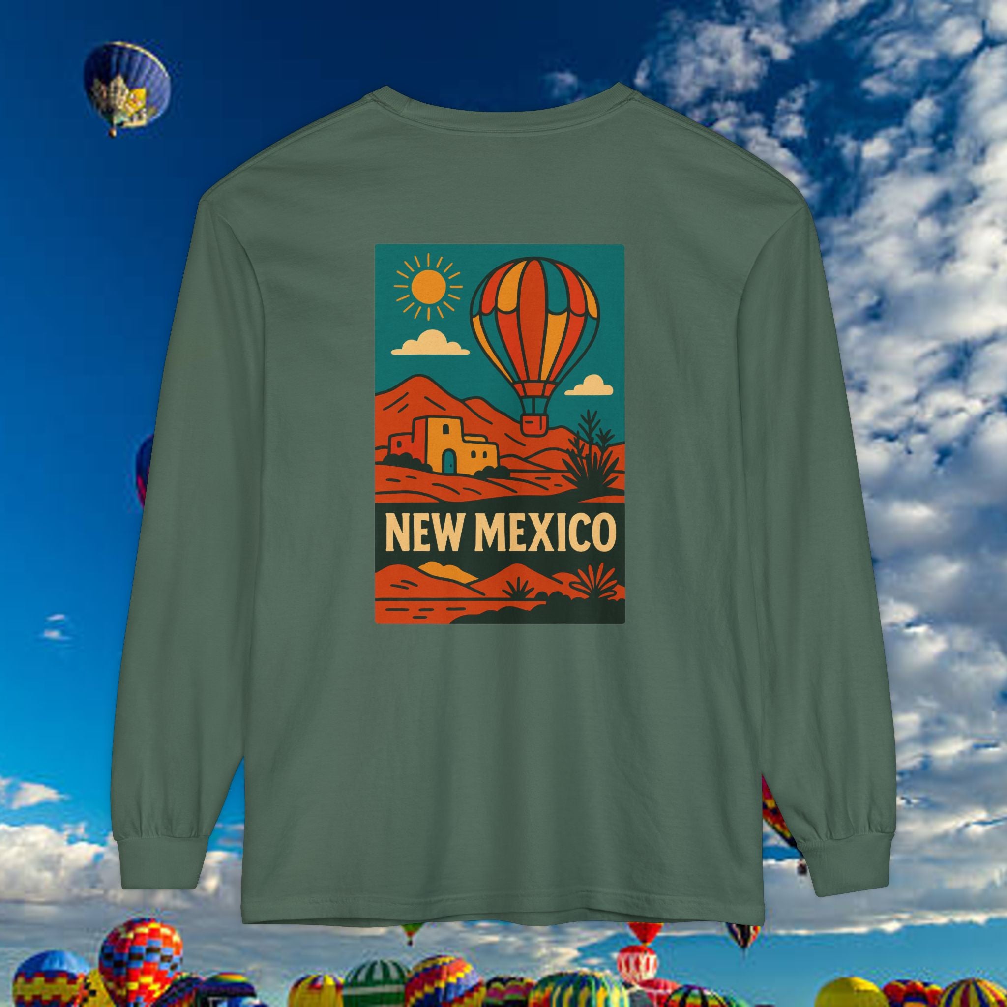 New Mexico Long Sleeve Tee, Travel Shirt, Bohemian Style Top, Unisex Graphic T-Shirt, Great for Holiday Gifts, Adventure Wear