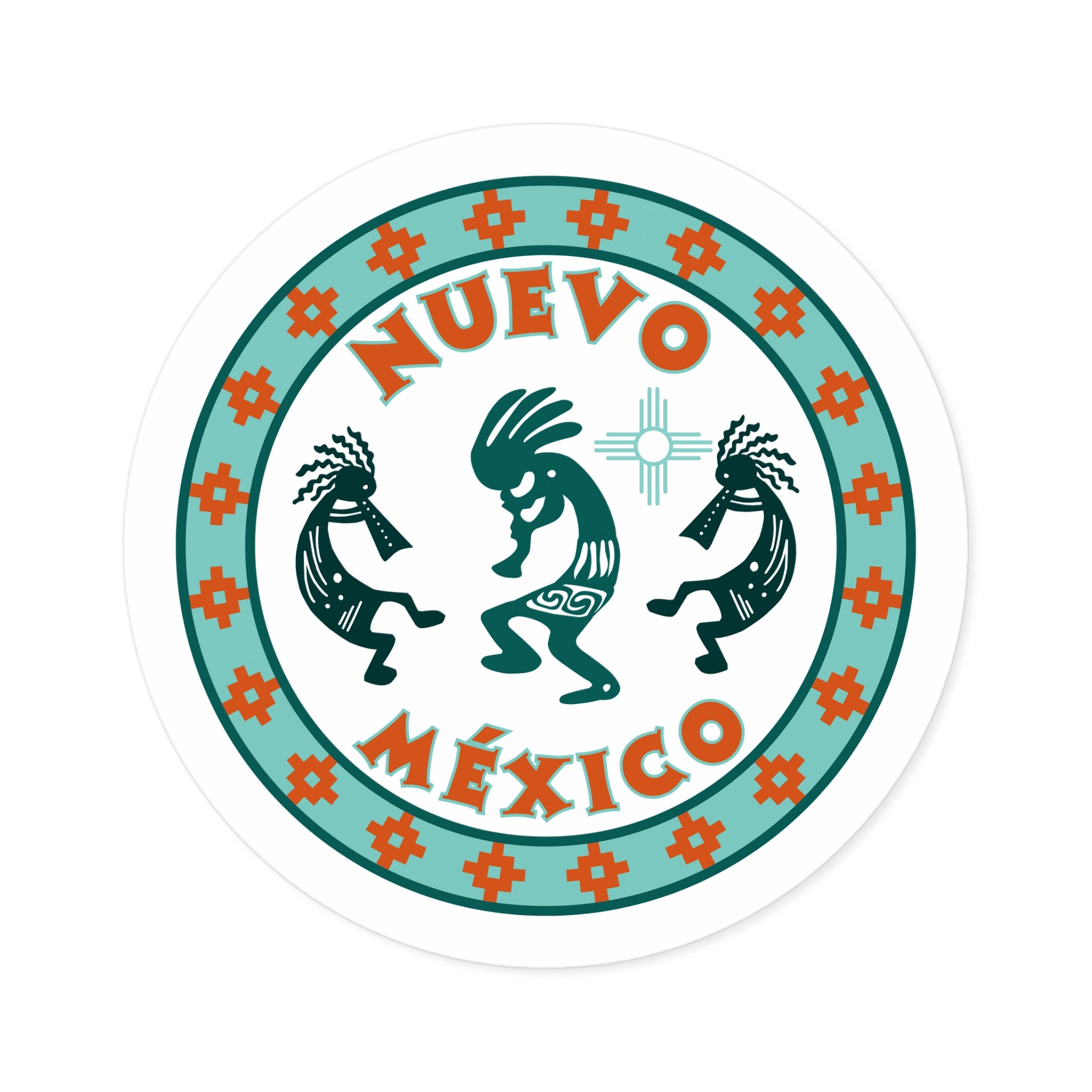New Mexcio Round Stickers, IndoorOutdoor, Kokopelli