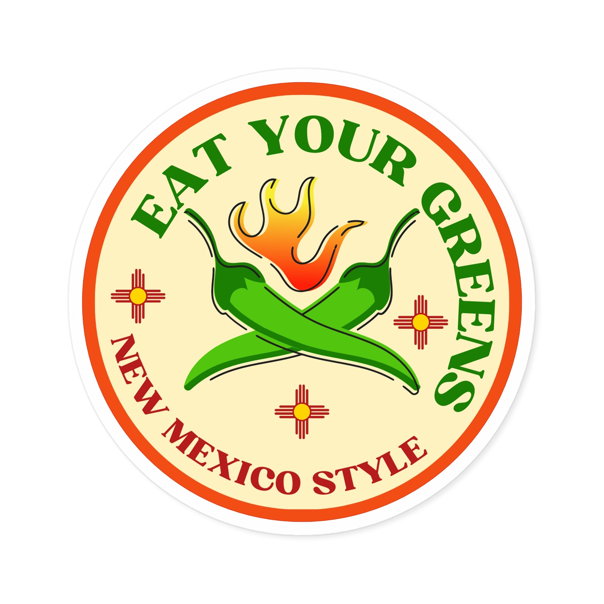 New mexico chili round Stickers, IndoorOutdoor