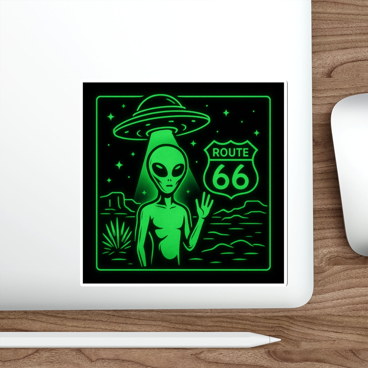 Alien Route 66 Stickers | Out-of-This-World Decor, Travel Enthusiast Gifts, Fun Vehicle Accessories, Halloween Decor, Unique Souvenirs