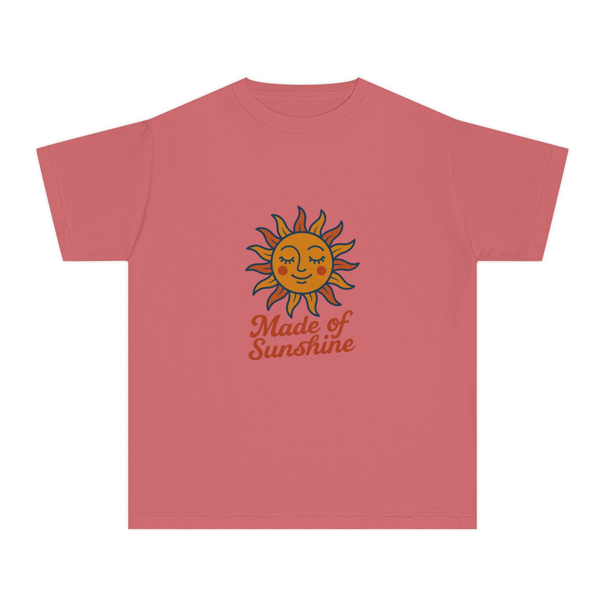 Youth Midweight Tee with Sunshine Design, Cute Kids T-Shirt, Made of Sunshine Graphic Tee, Summer Vibes Apparel, Birthday Gift for Kids