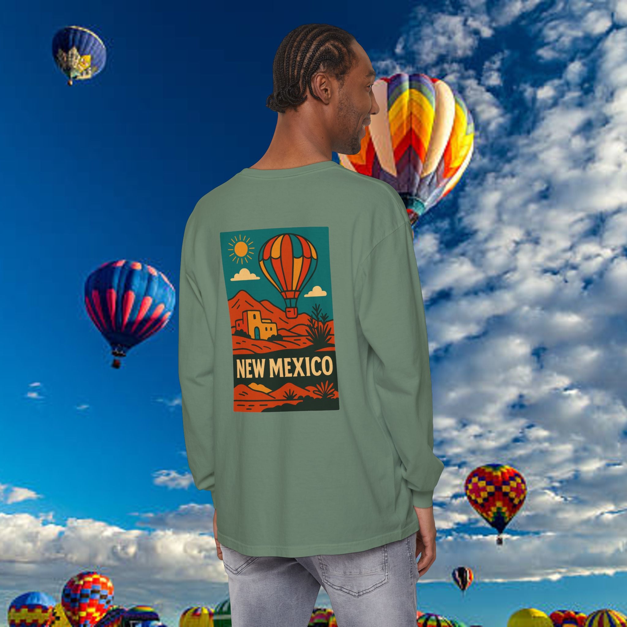 New Mexico Long Sleeve Tee, Travel Shirt, Bohemian Style Top, Unisex Graphic T-Shirt, Great for Holiday Gifts, Adventure Wear