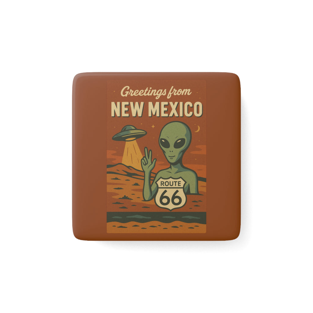 New Mexico Alien Porcelain Magnet
