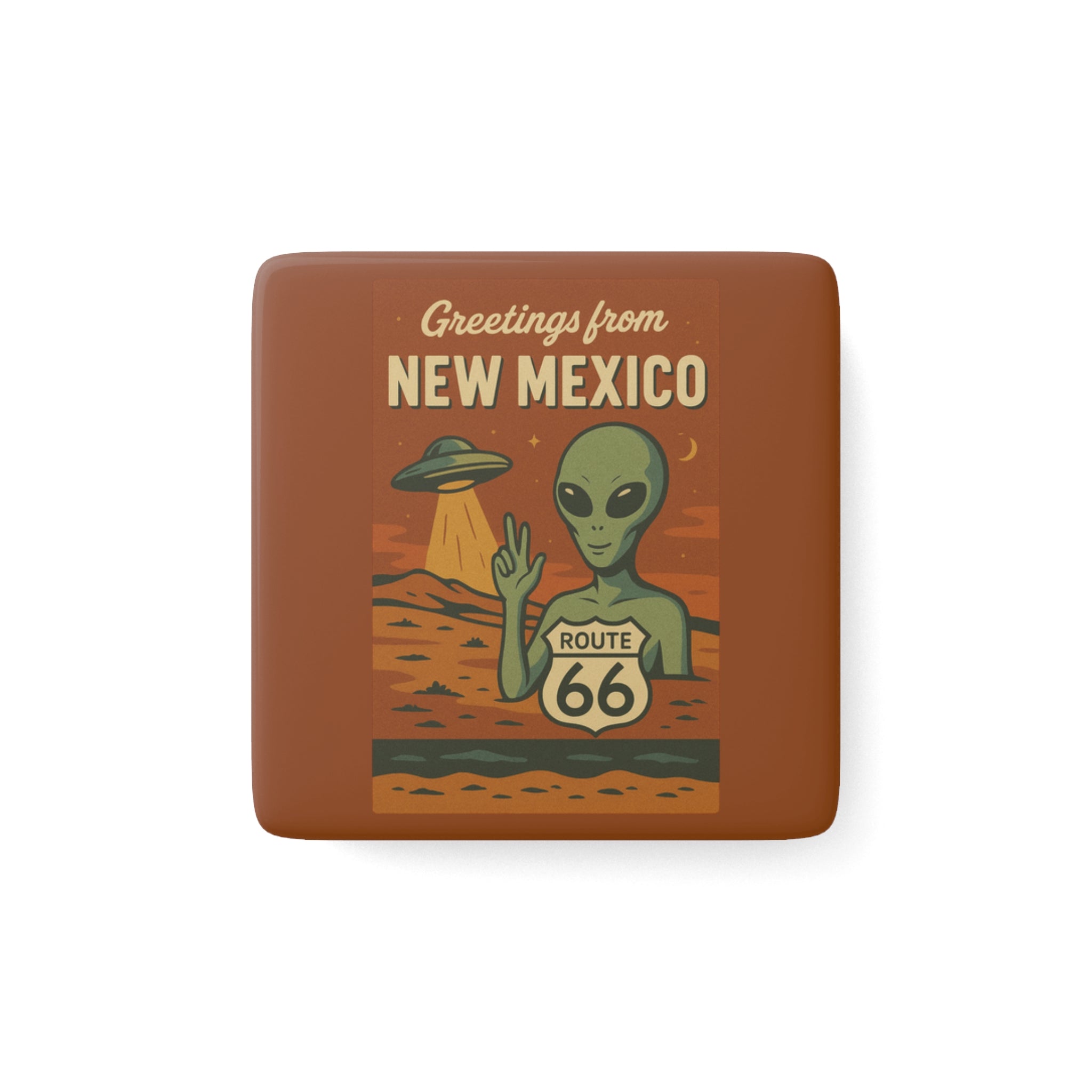 New Mexico Alien Porcelain Magnet