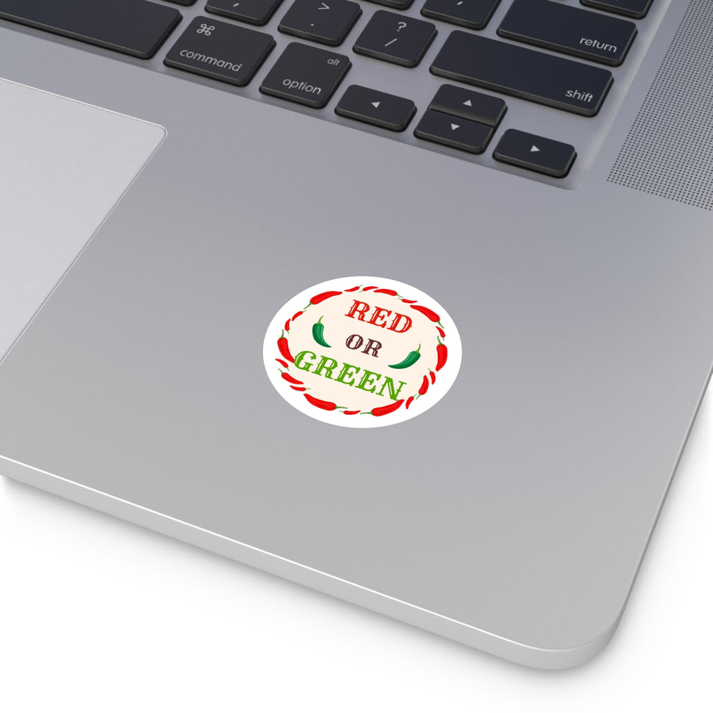 Red or Green chili Round Stickers, IndoorOutdoor