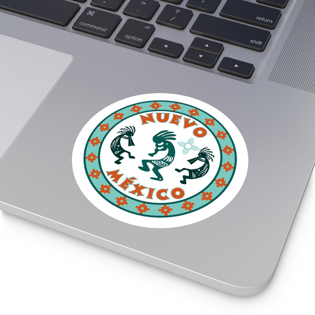 New Mexcio Round Stickers, IndoorOutdoor, Kokopelli