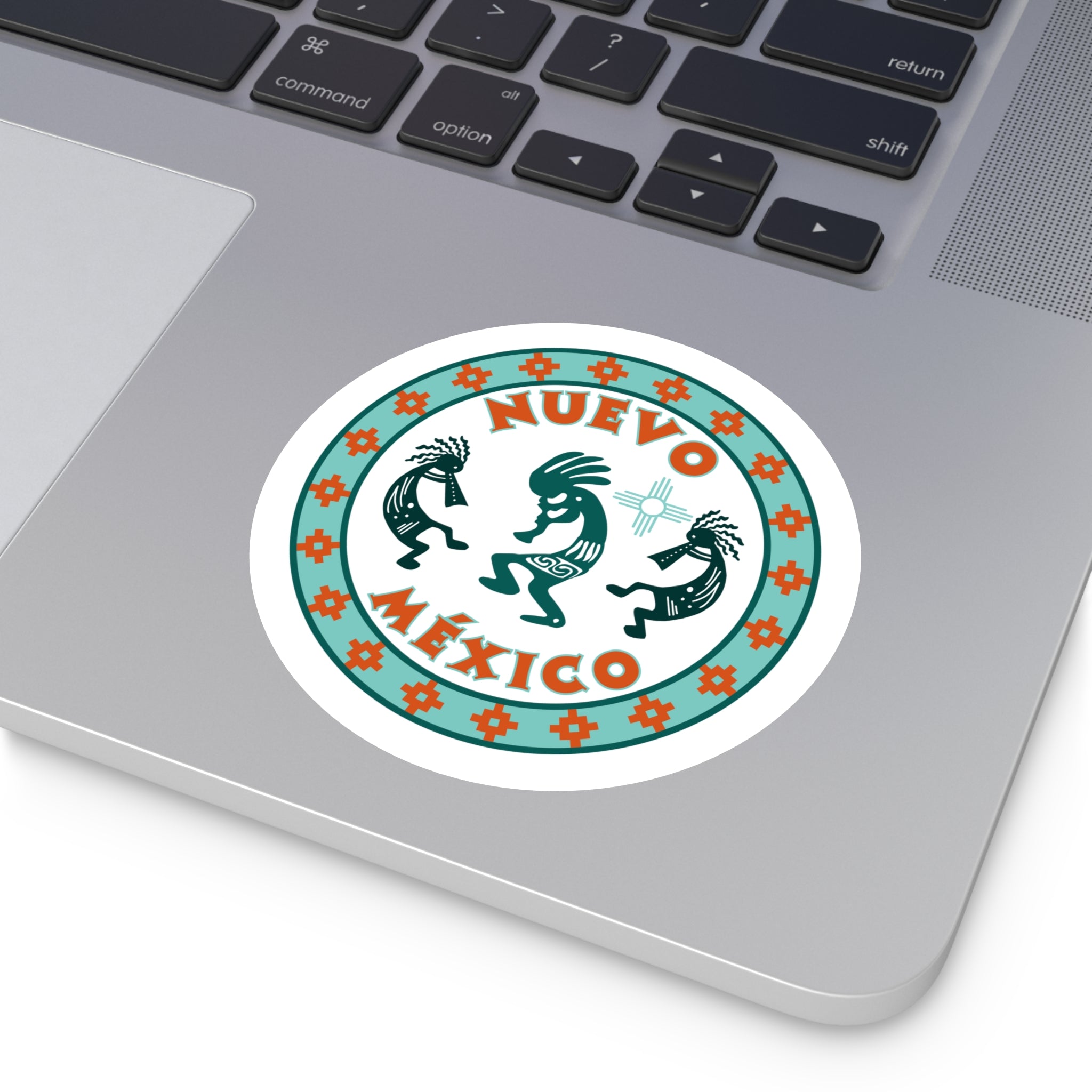 New Mexcio Round Stickers, IndoorOutdoor, Kokopelli