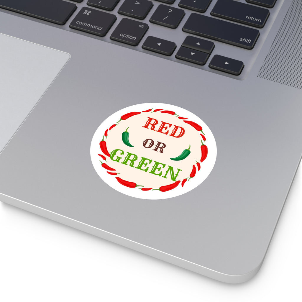 Red or Green chili Round Stickers, IndoorOutdoor