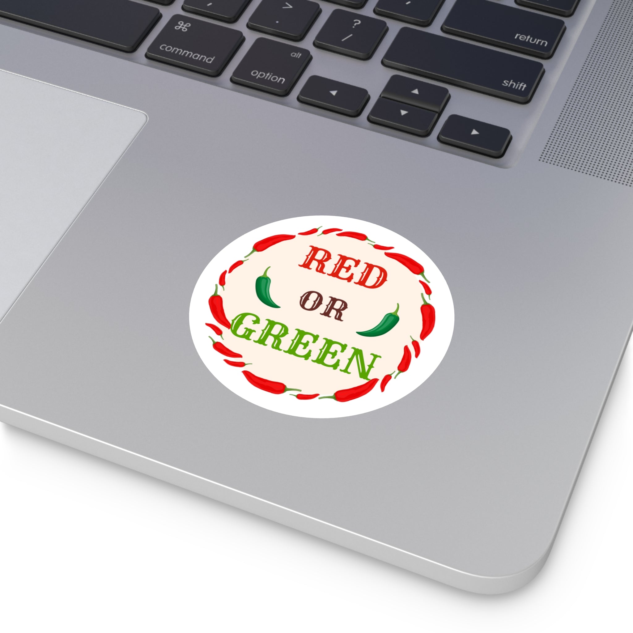 Red or Green chili Round Stickers, IndoorOutdoor