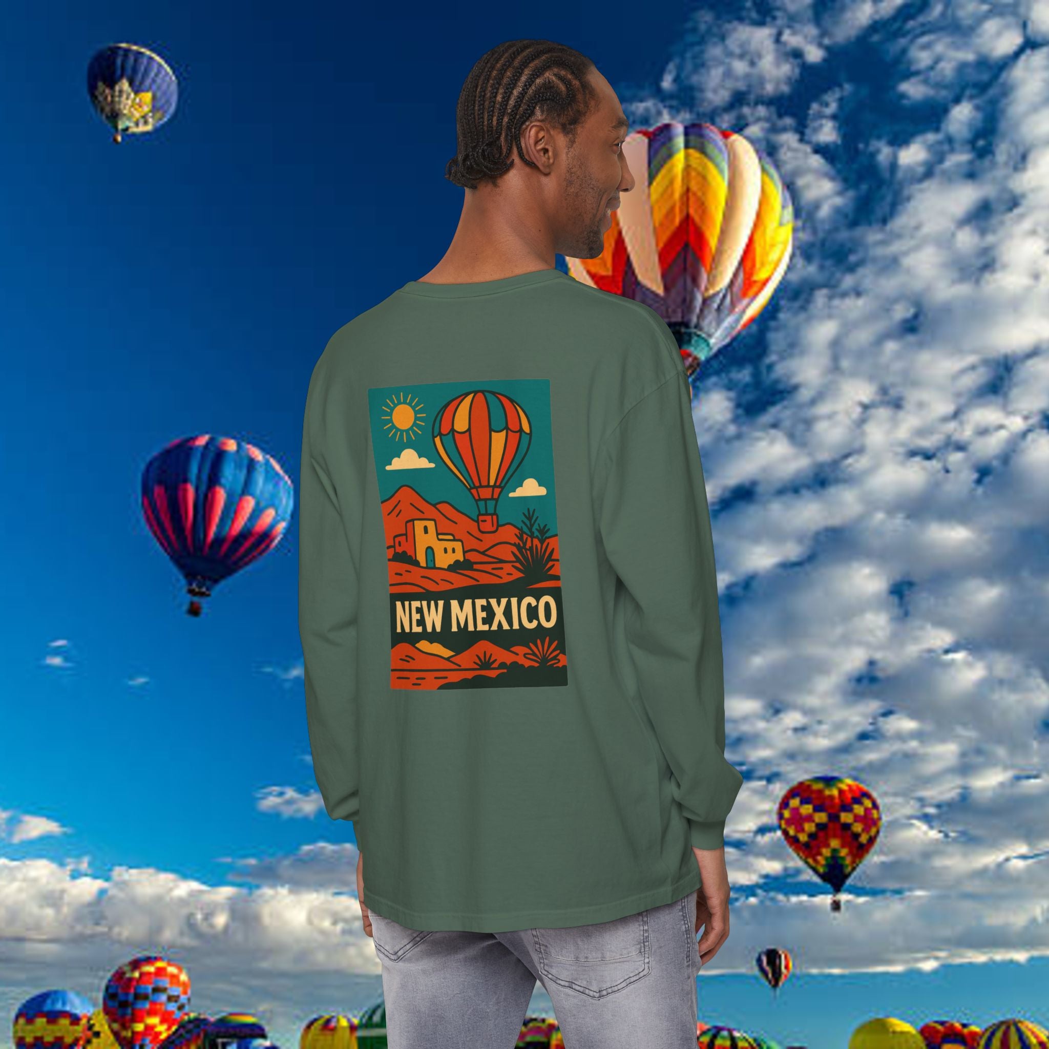 New Mexico Long Sleeve Tee, Travel Shirt, Bohemian Style Top, Unisex Graphic T-Shirt, Great for Holiday Gifts, Adventure Wear